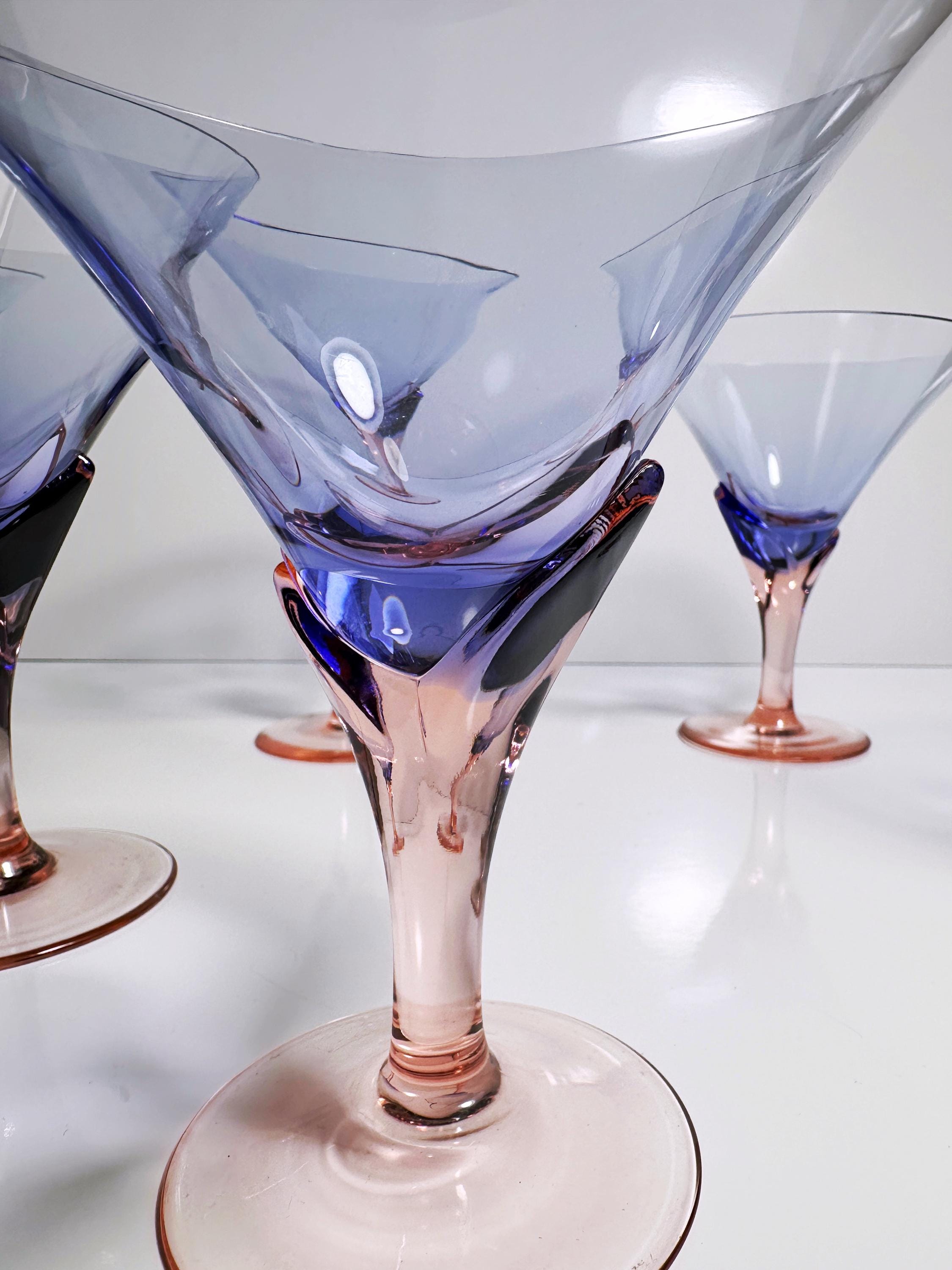 6x Vintage Postmodern Modell Vogue Glas 1990er Jahre