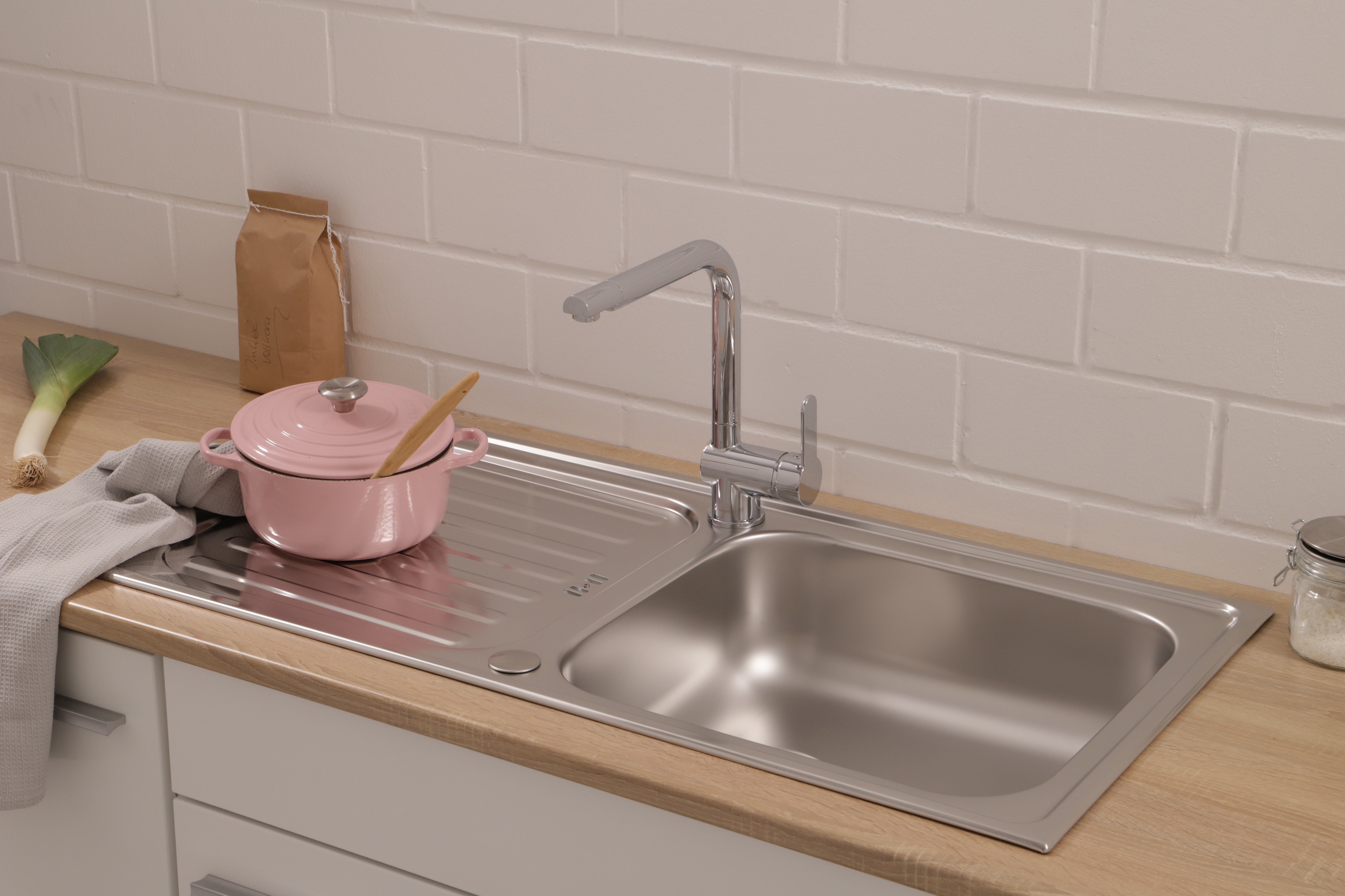 Kitchen sink Riverside stainless steel 100 cm