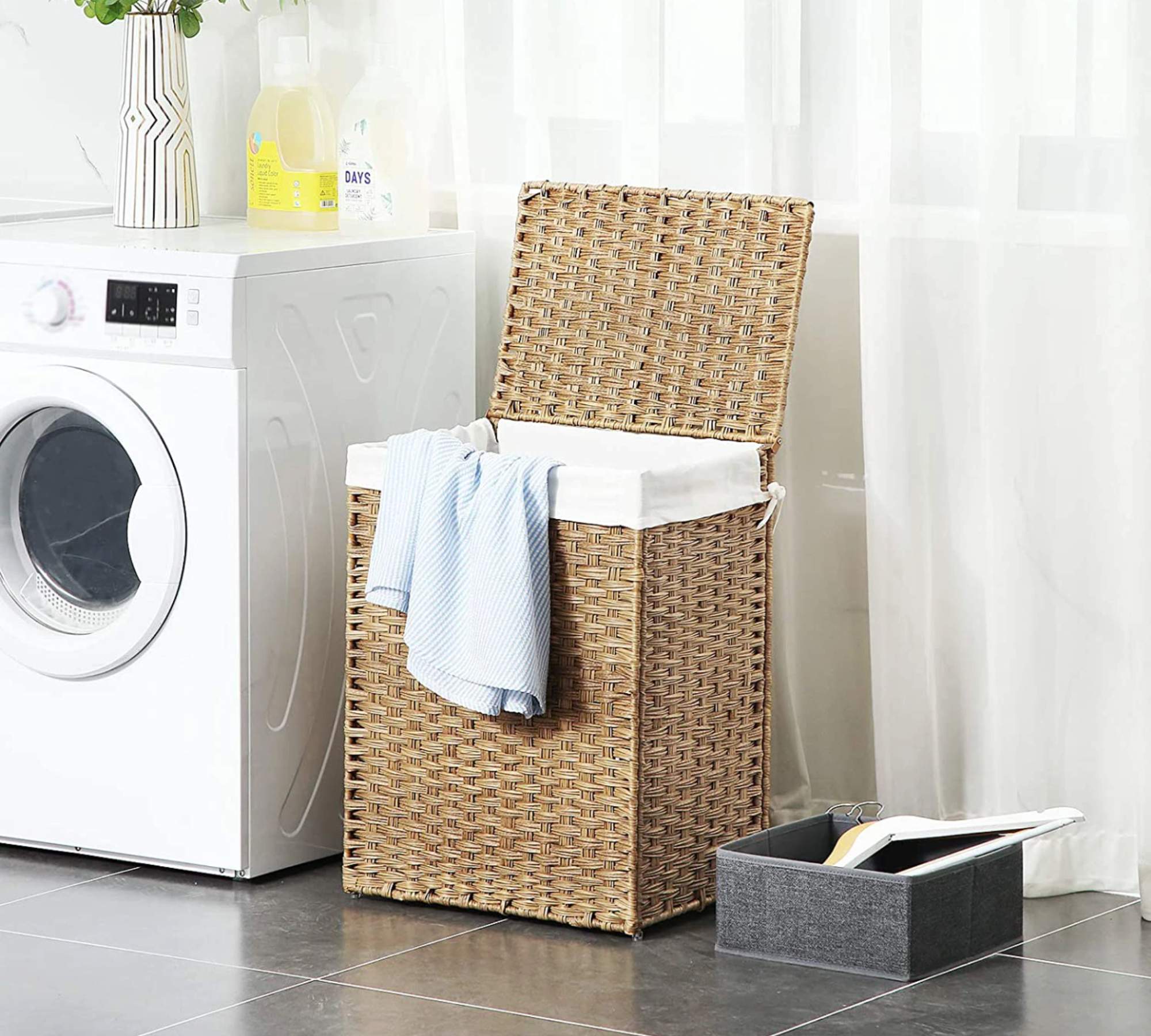 Wäschesammler Eisen Kunststoff Beige