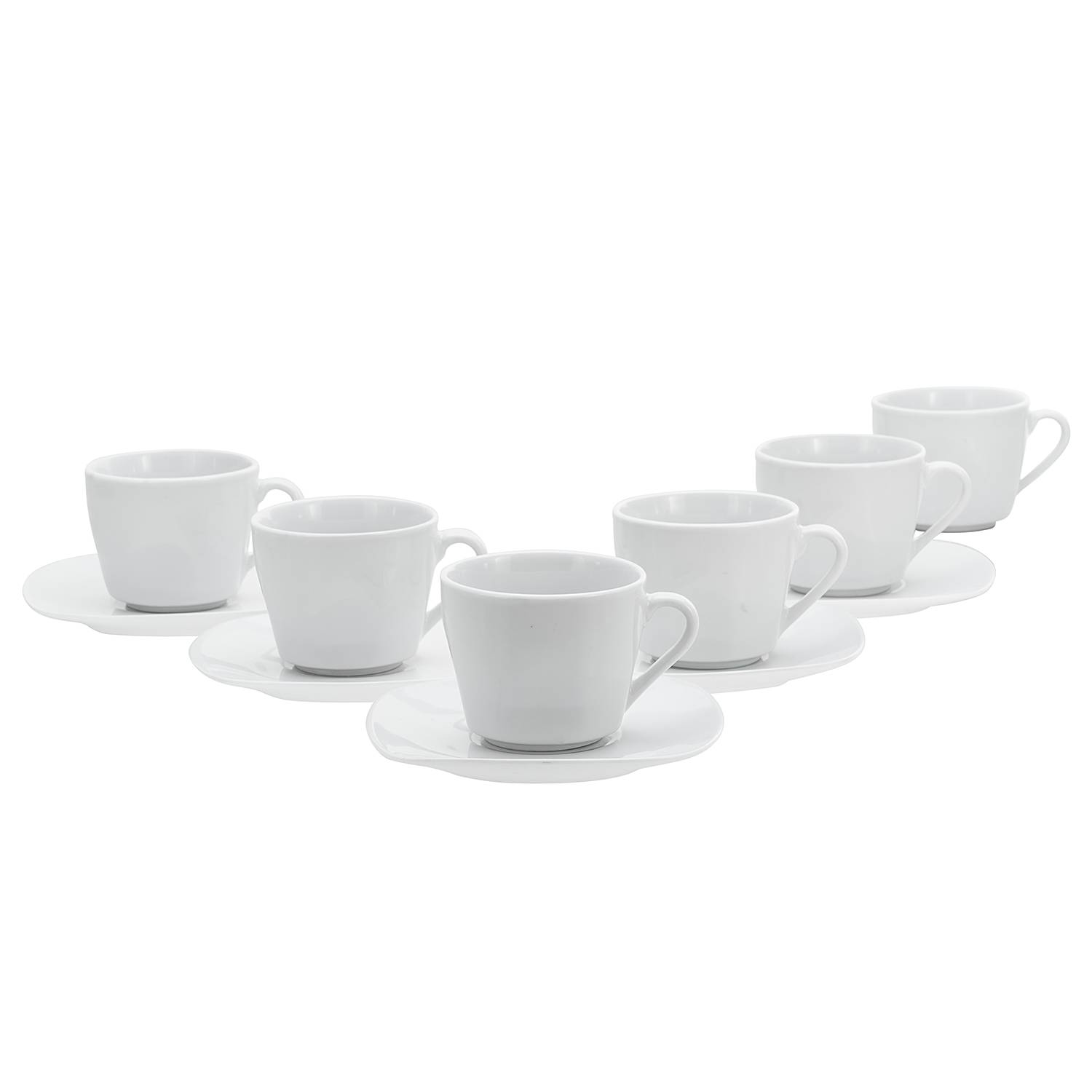 12x Kaffeetassen Square Porzellan Weiß