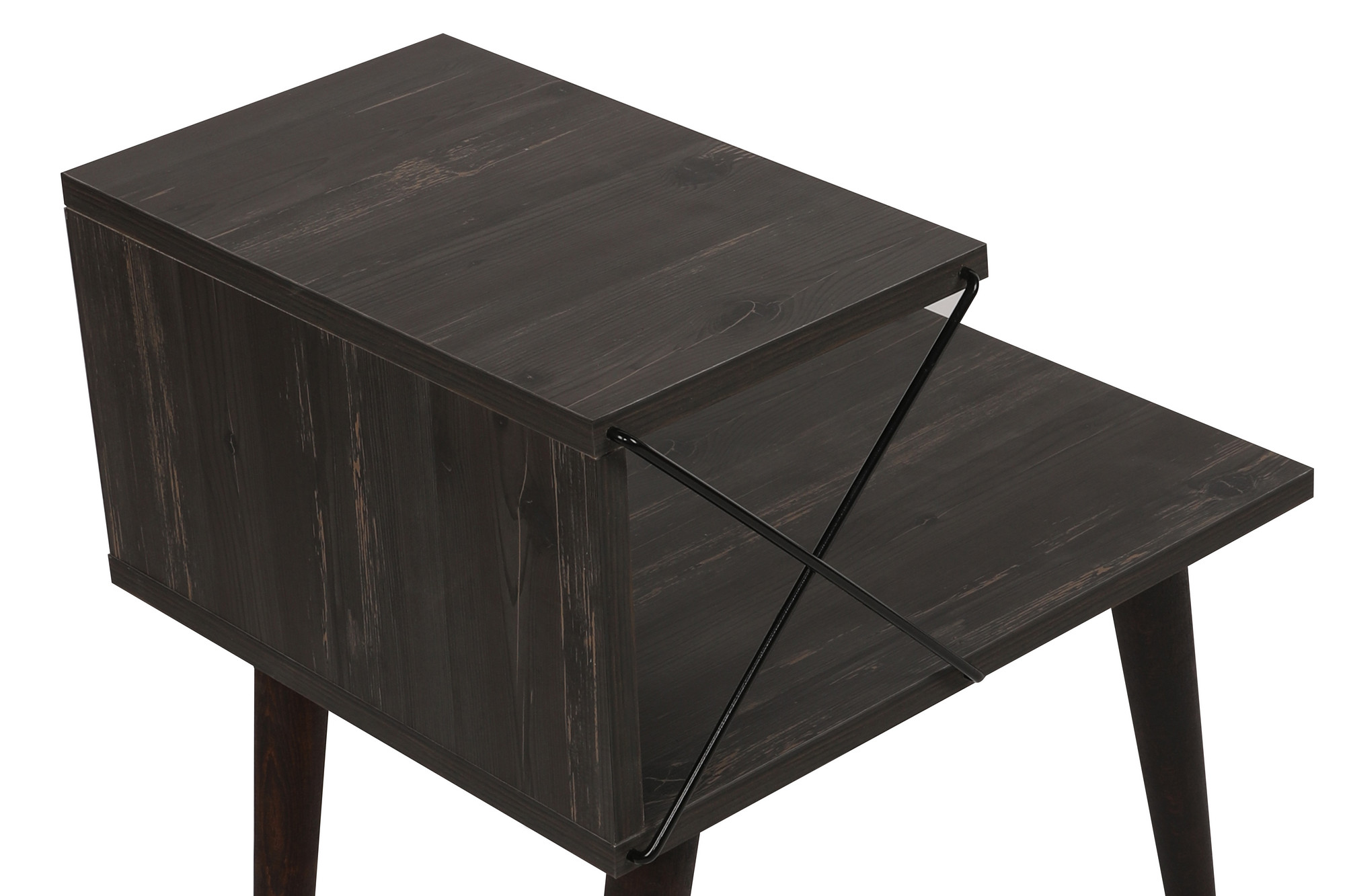 Cross Nightstand Wood Veneer Dark Brown