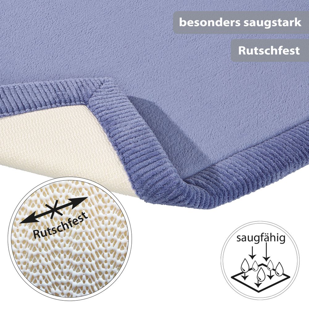 Rutschfeste Microfaser Badematte mit Memory Foam Jeans Blau