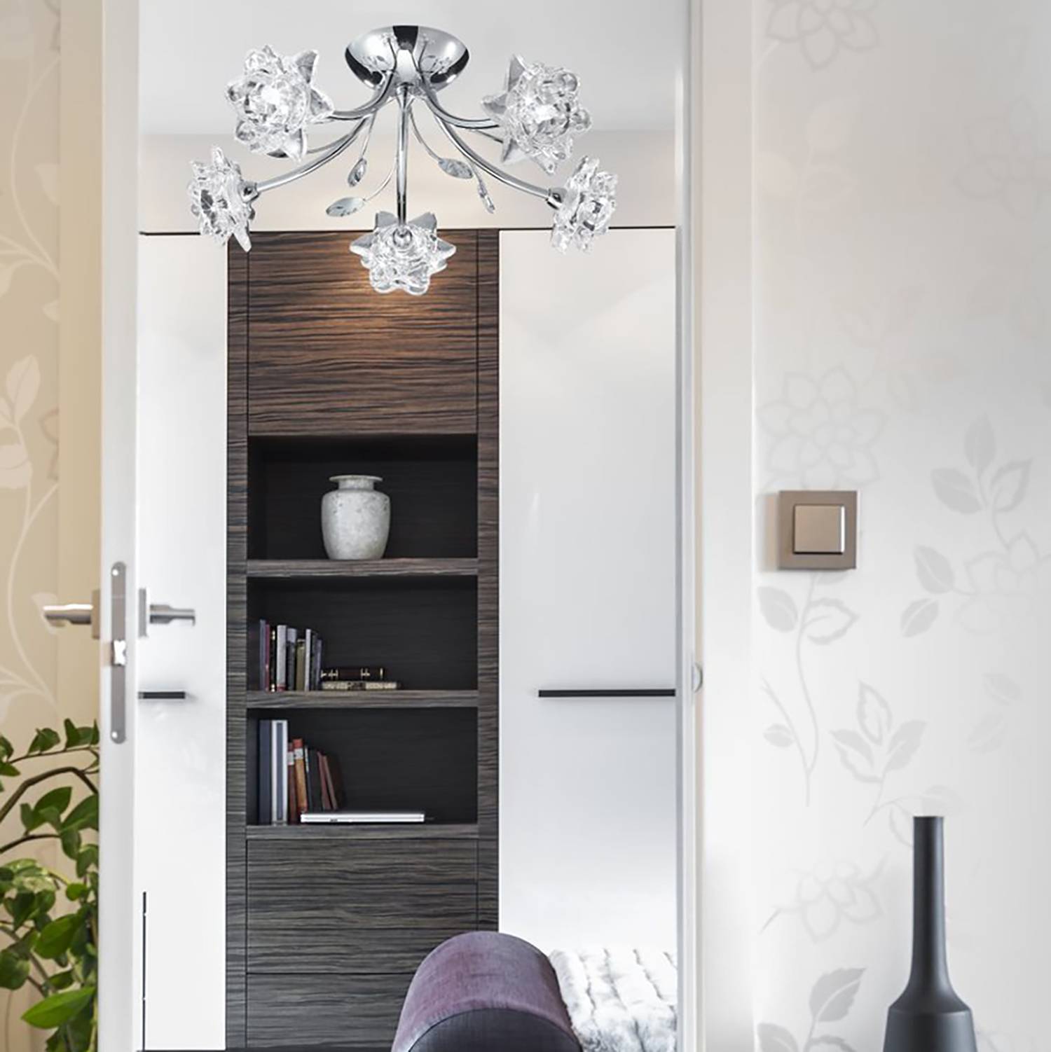 Bellis II 5-light ceiling light glass silver