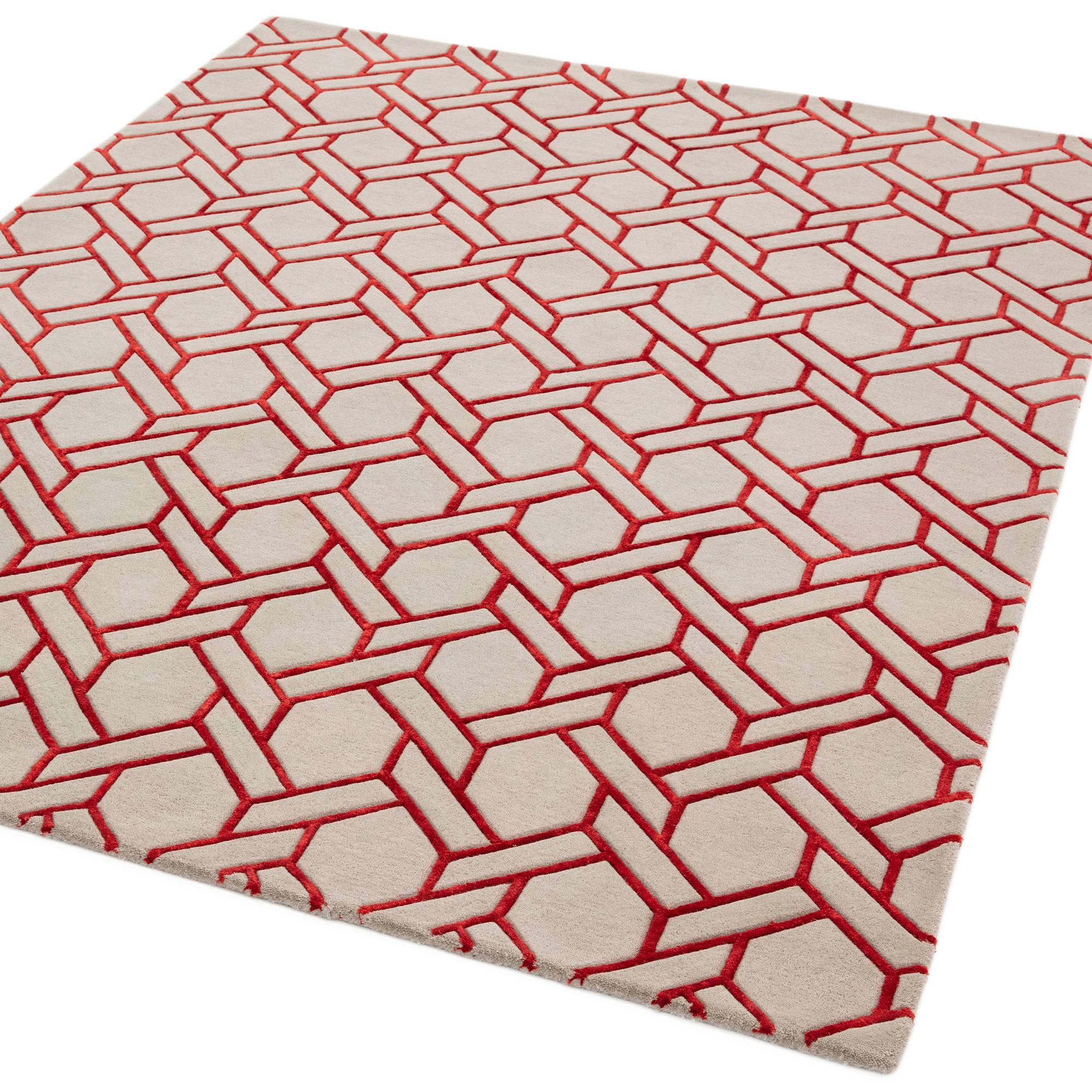 Nexus Fine Lines Tappeto Argento Rosso Lana 230x160cm