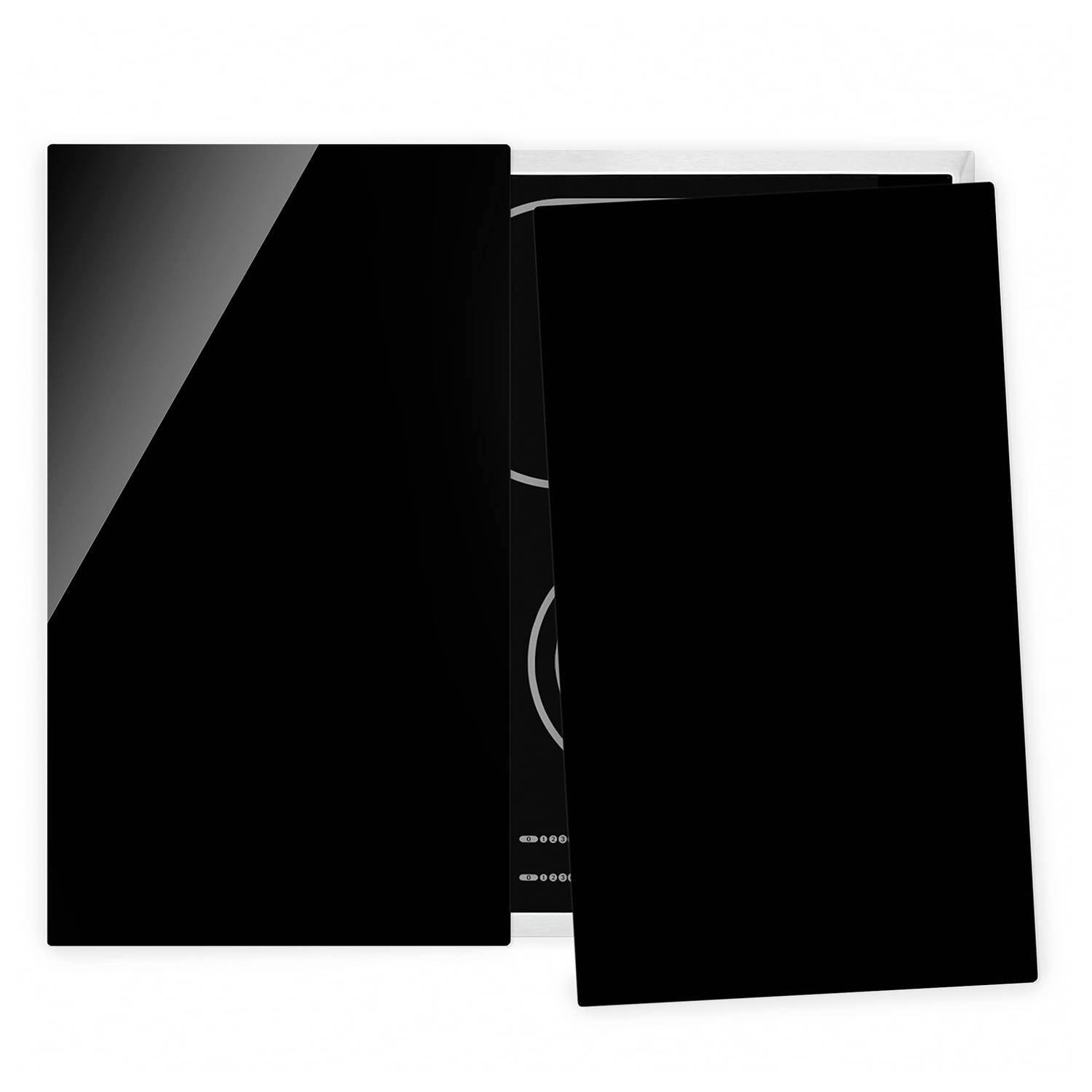 Herdabdeckplatte Caporio Sicherheitsglas Tiefschwarz