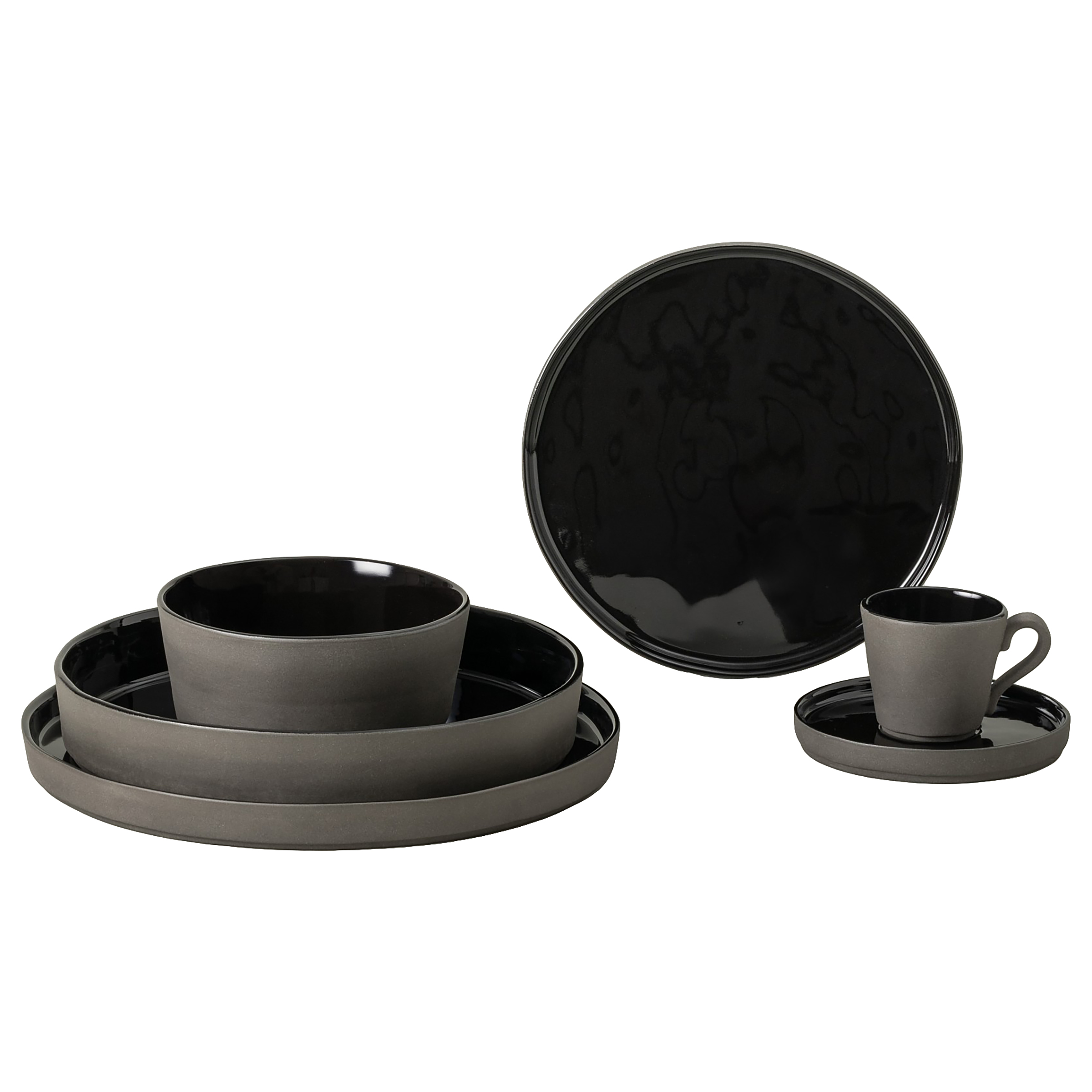 Lagoa Eco Typ B Kombiservice 5-Teilig Keramik Taupe Schwarz