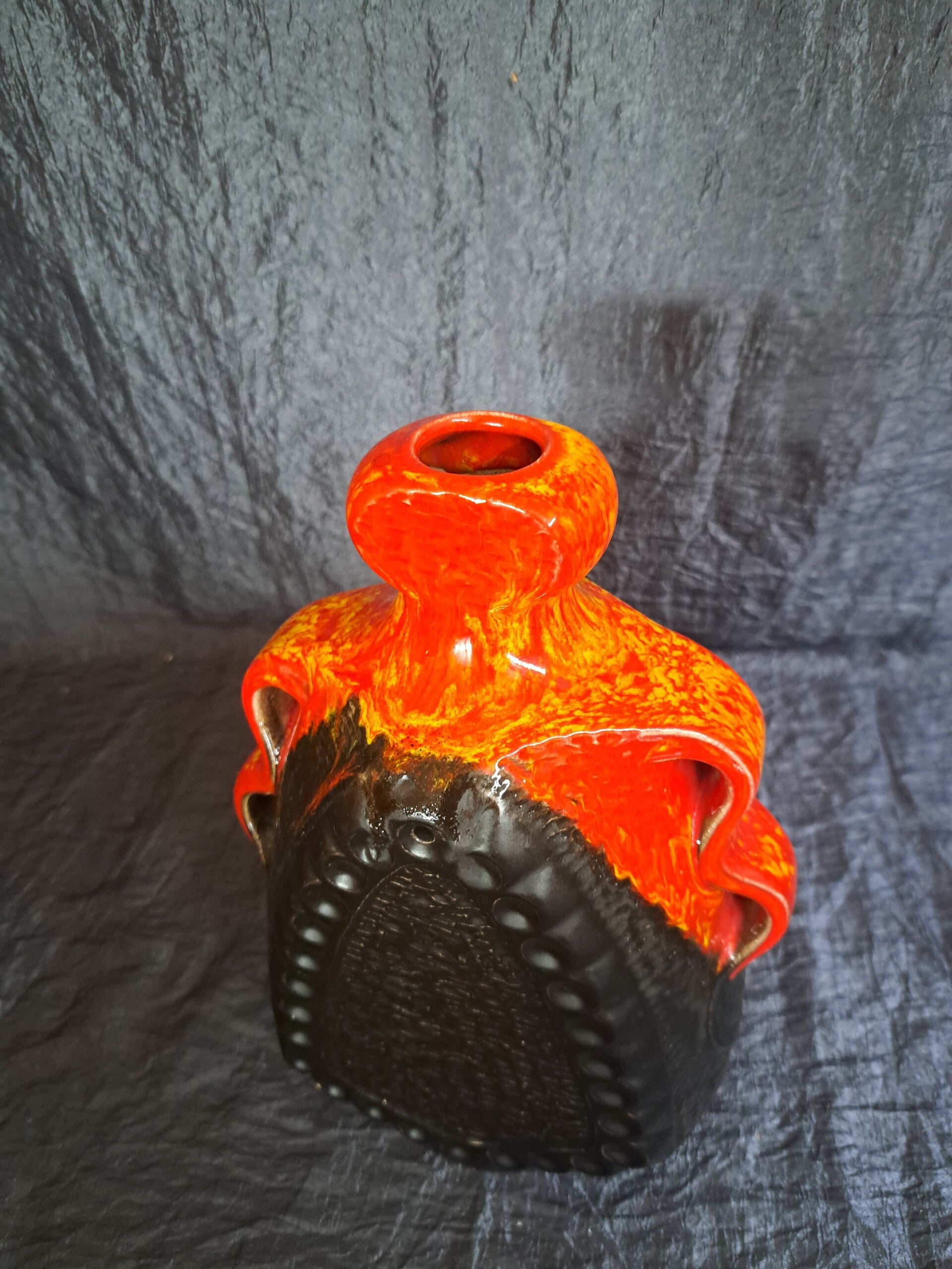 Vintage Windlicht Keramik Orange