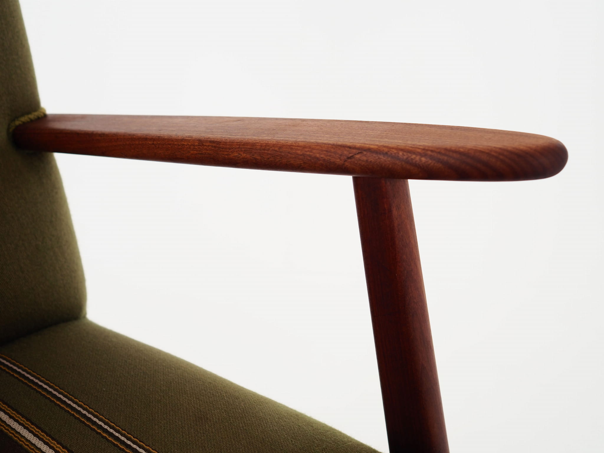 Vintage Stuhl Teakholz Textil Grün 1960er Jahre