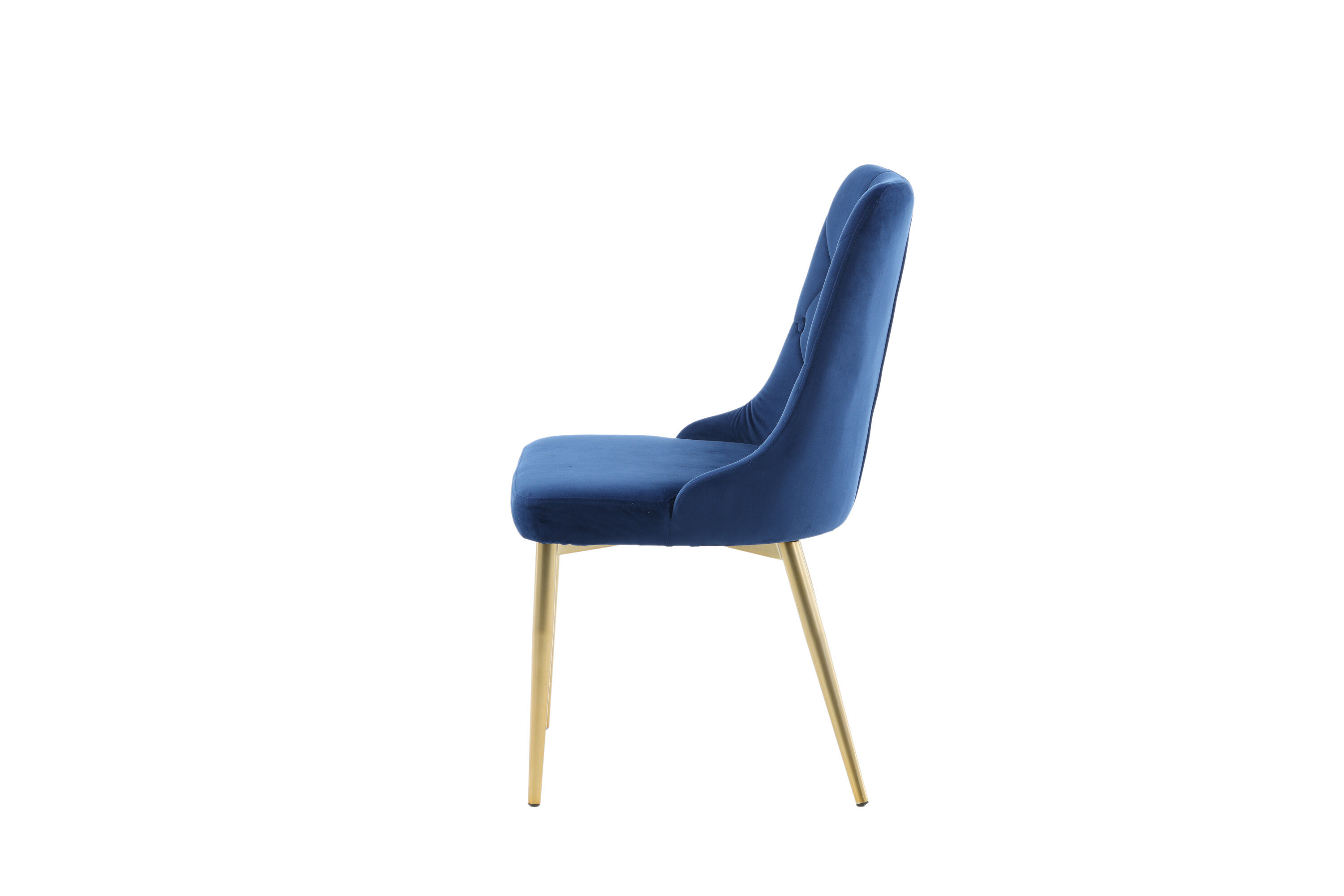 2x Velvet Lyx Esszimmerstuhl-Set Messing Samt Blau