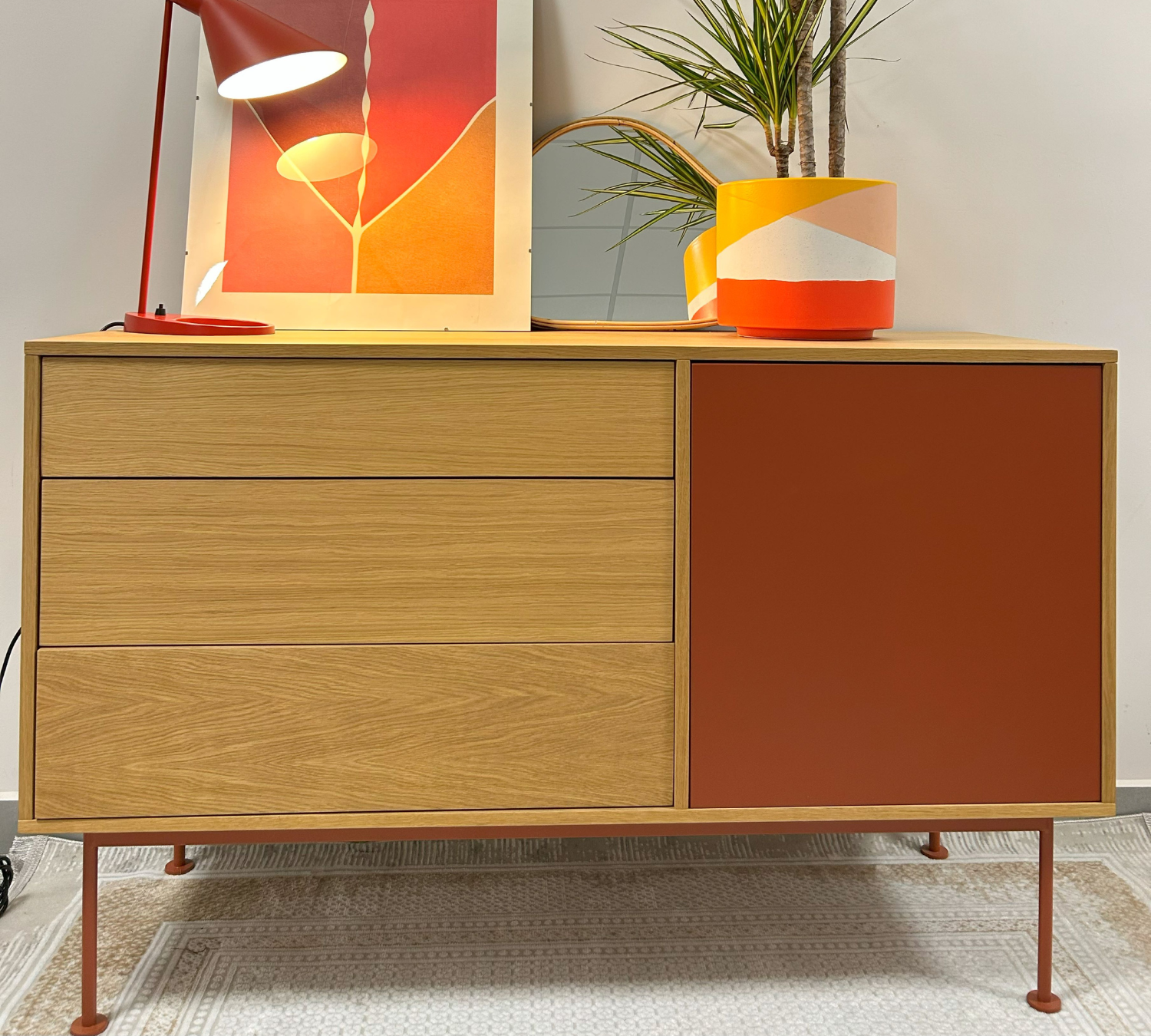 Aparador Yoko Kommode Holz Rot