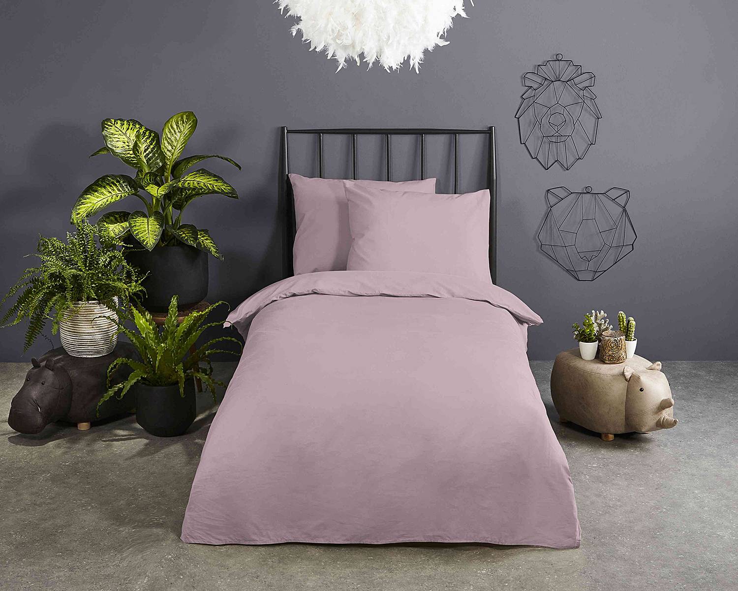 Renforce Bettwäsche mit Kissen Baumwolle Pink 140 x 200/220 cm