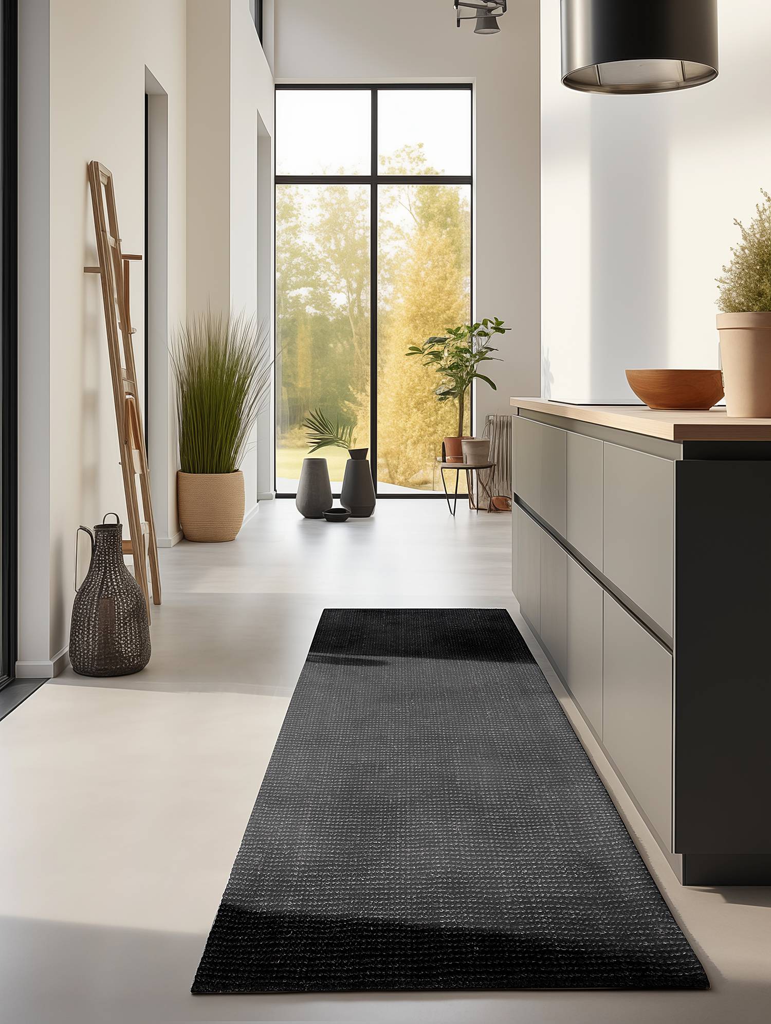 Jaipur Läufer Jute Schwarz 80 x 200 cm
