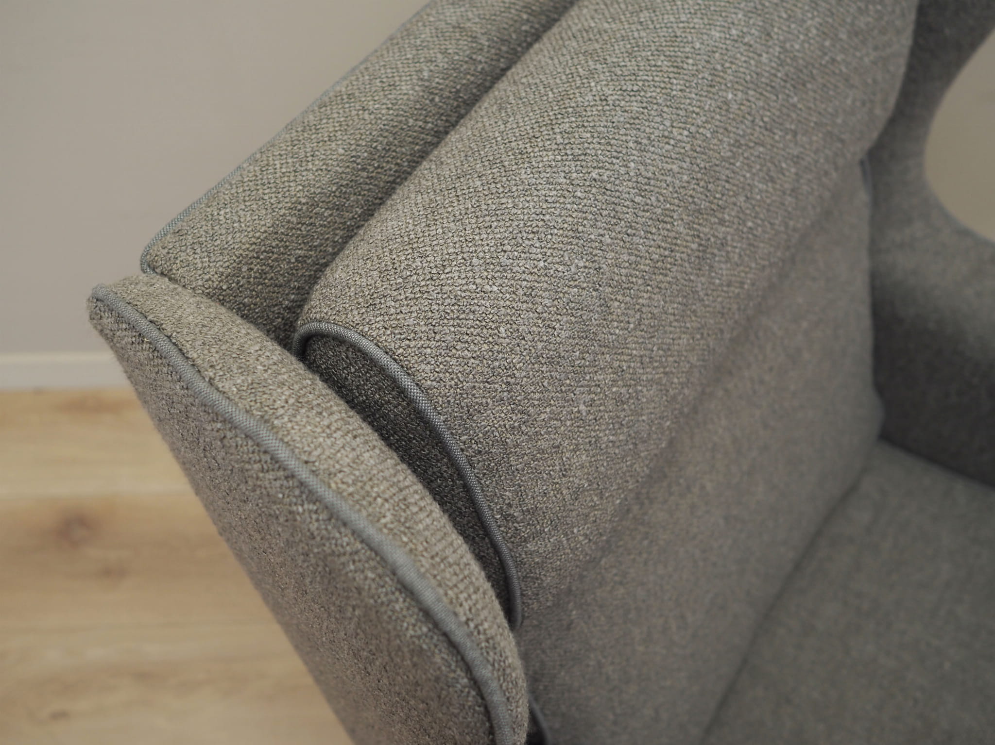 Vintage armchair beech wood textile grey 1970s