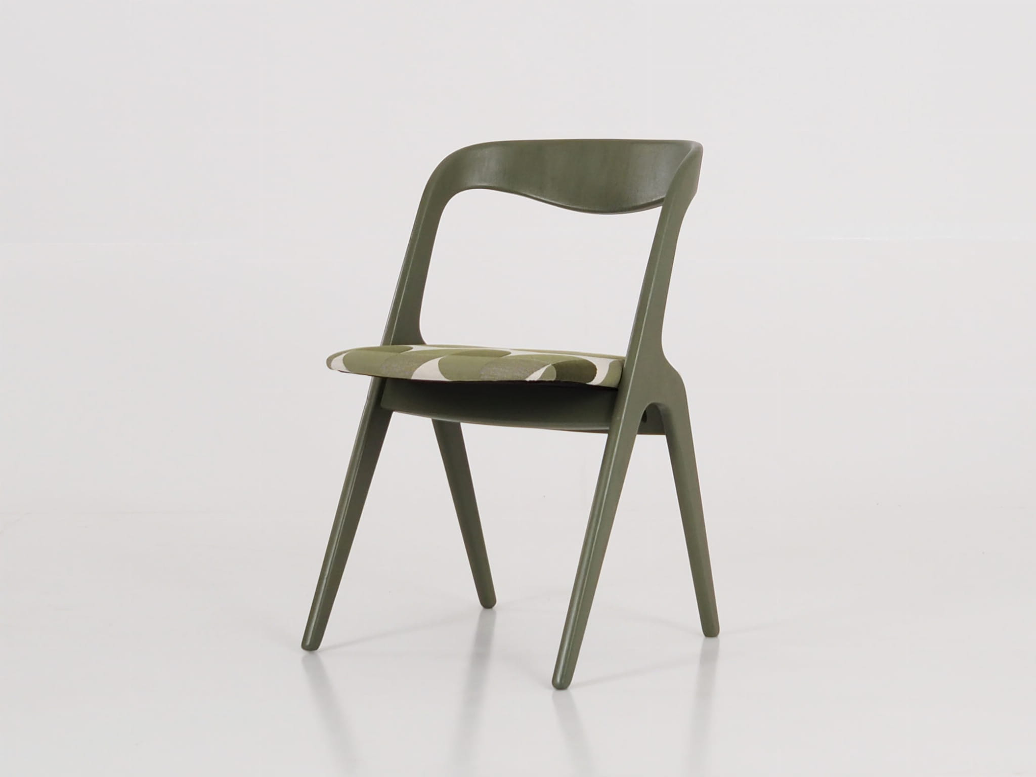 Vintage Chair Wood Fabric Green 1970s