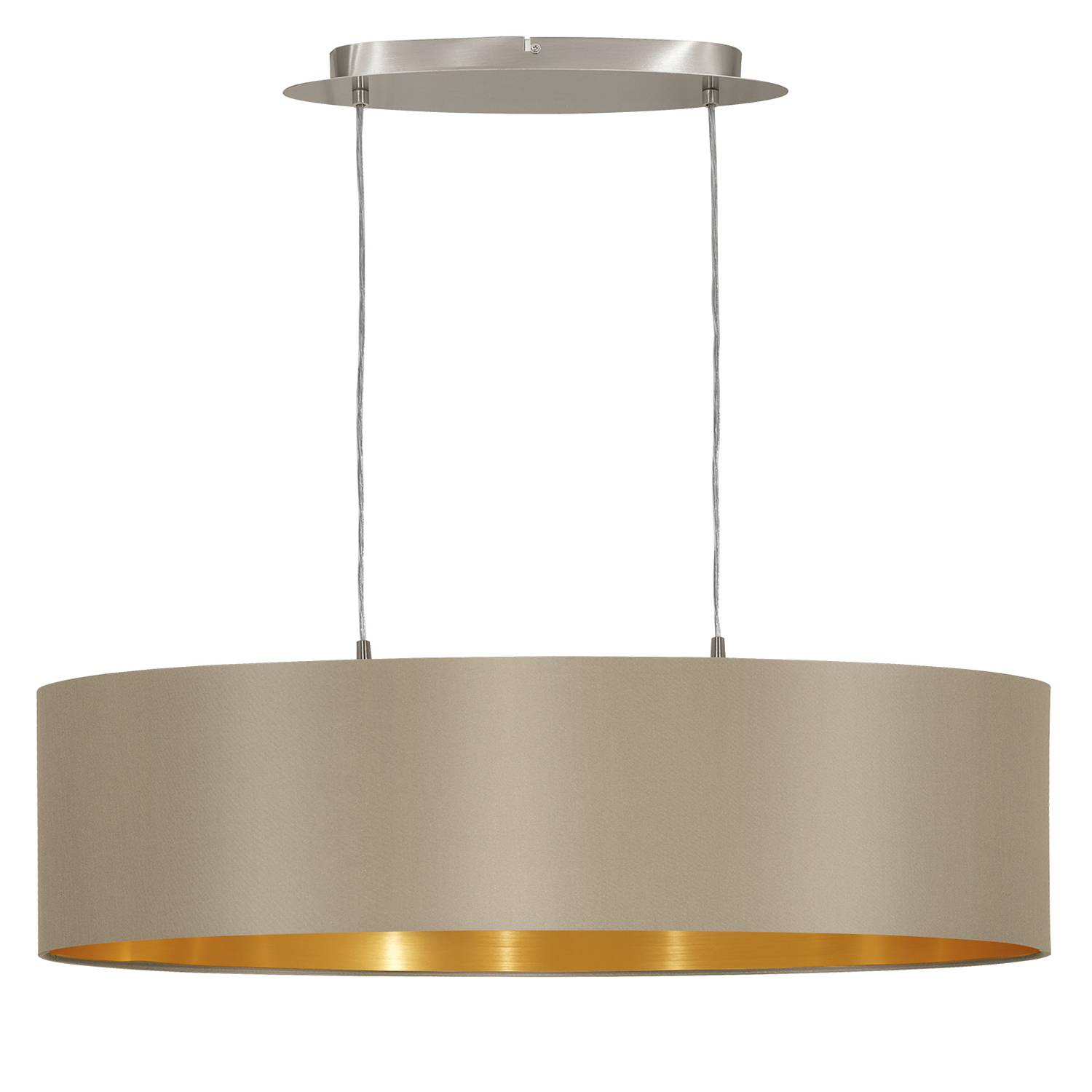 Pendelleuchte Maserlo III Webstoff Stahl Taupe Gold