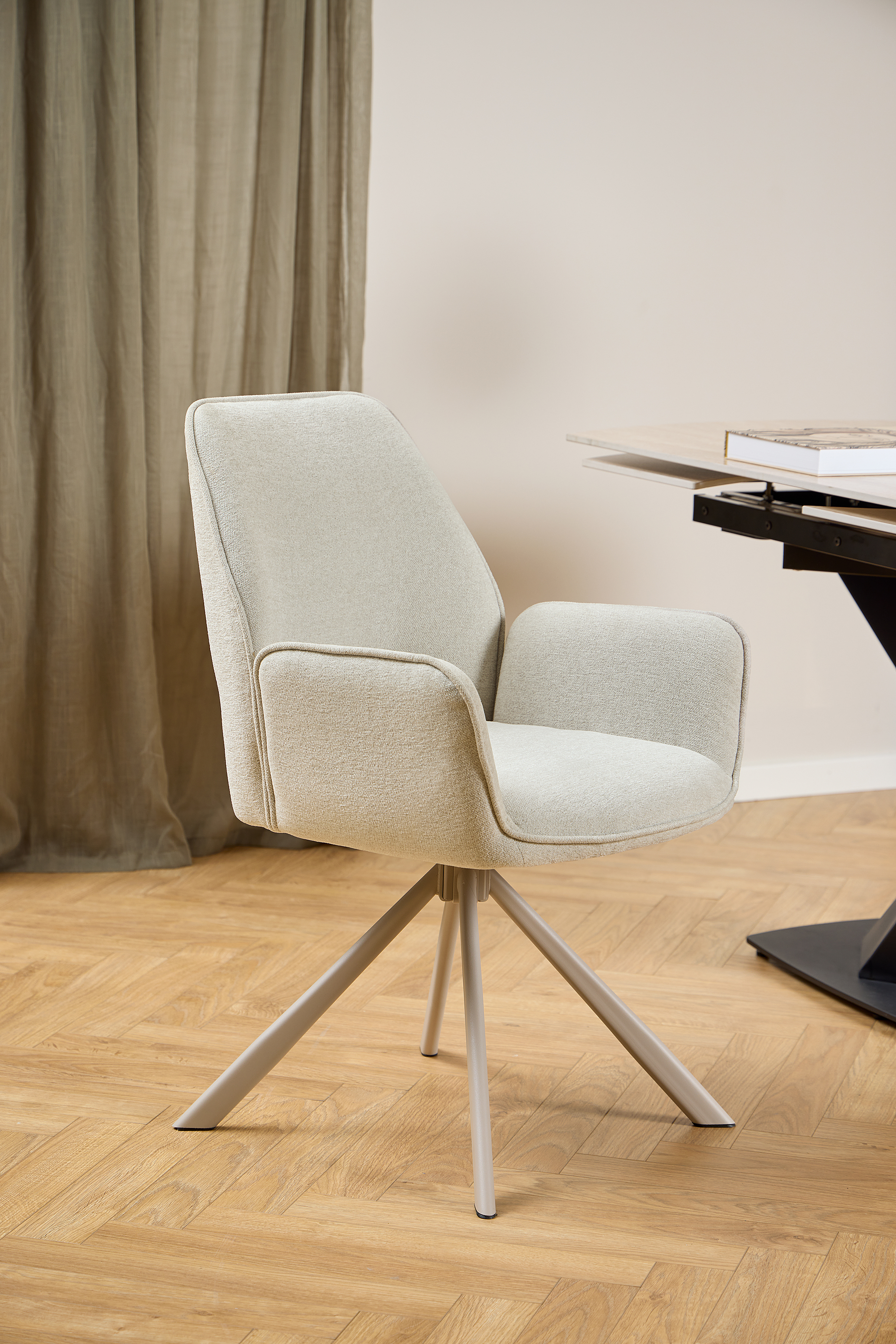 2x Sigio Armlehnenstuhl-Set Webstoff Aphra Beige