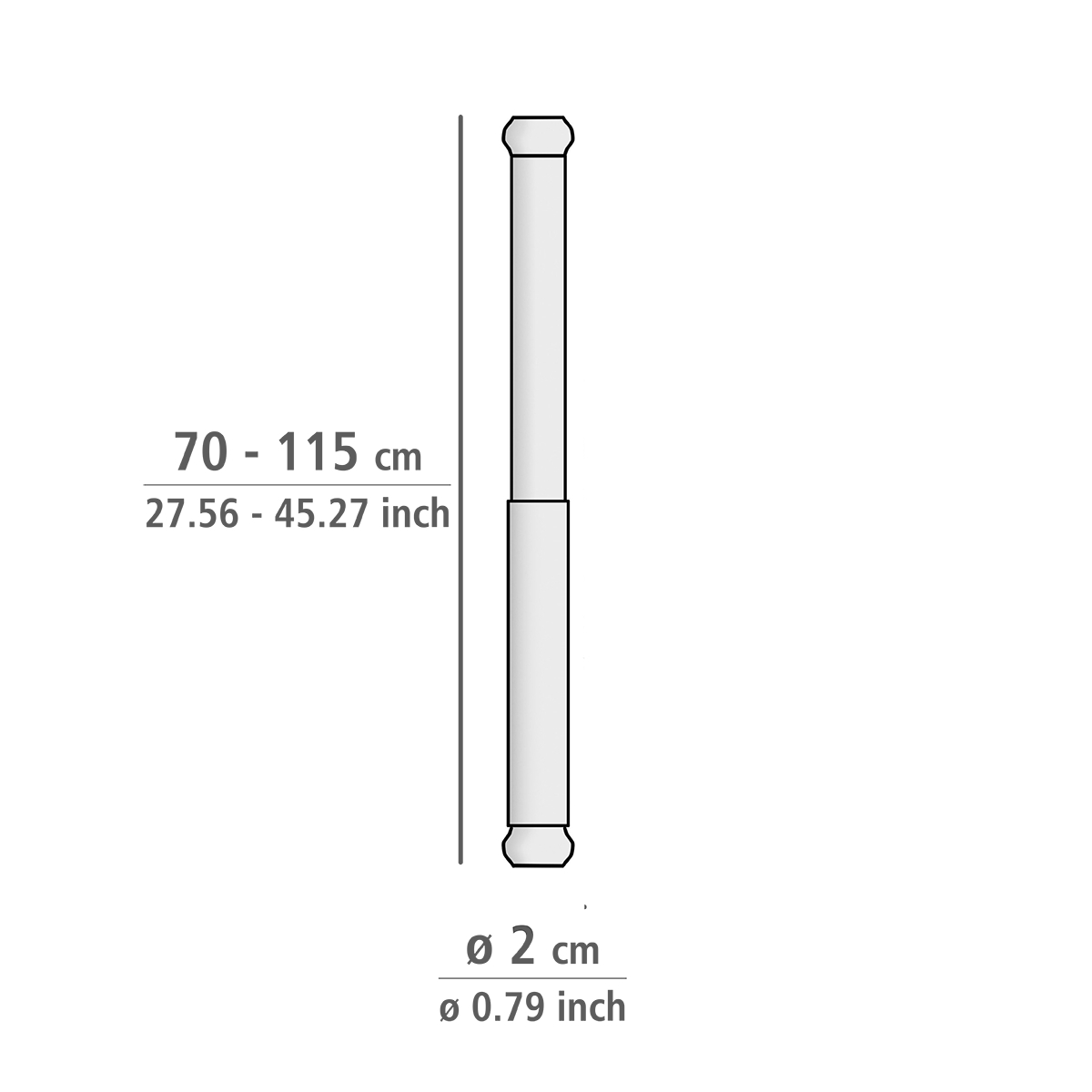 Touws Telescopic Shower Rod Aluminum Silver
