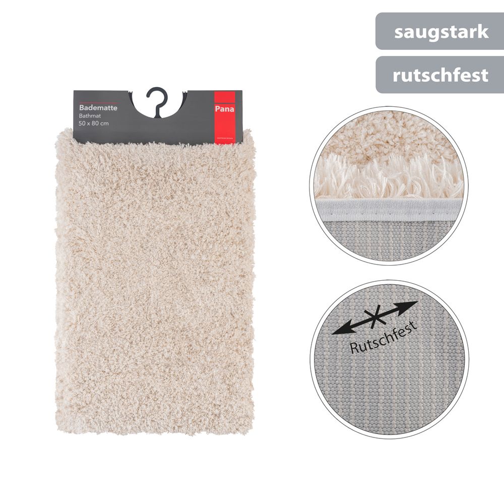 Flauschige Hochflor Badematte Creme