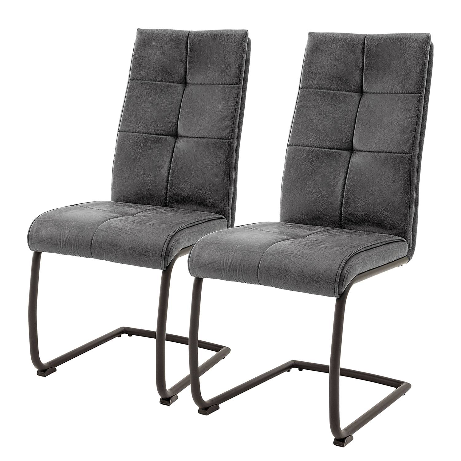 2x Freischwinger Algou Webstoff Eisen Grau Schwarz