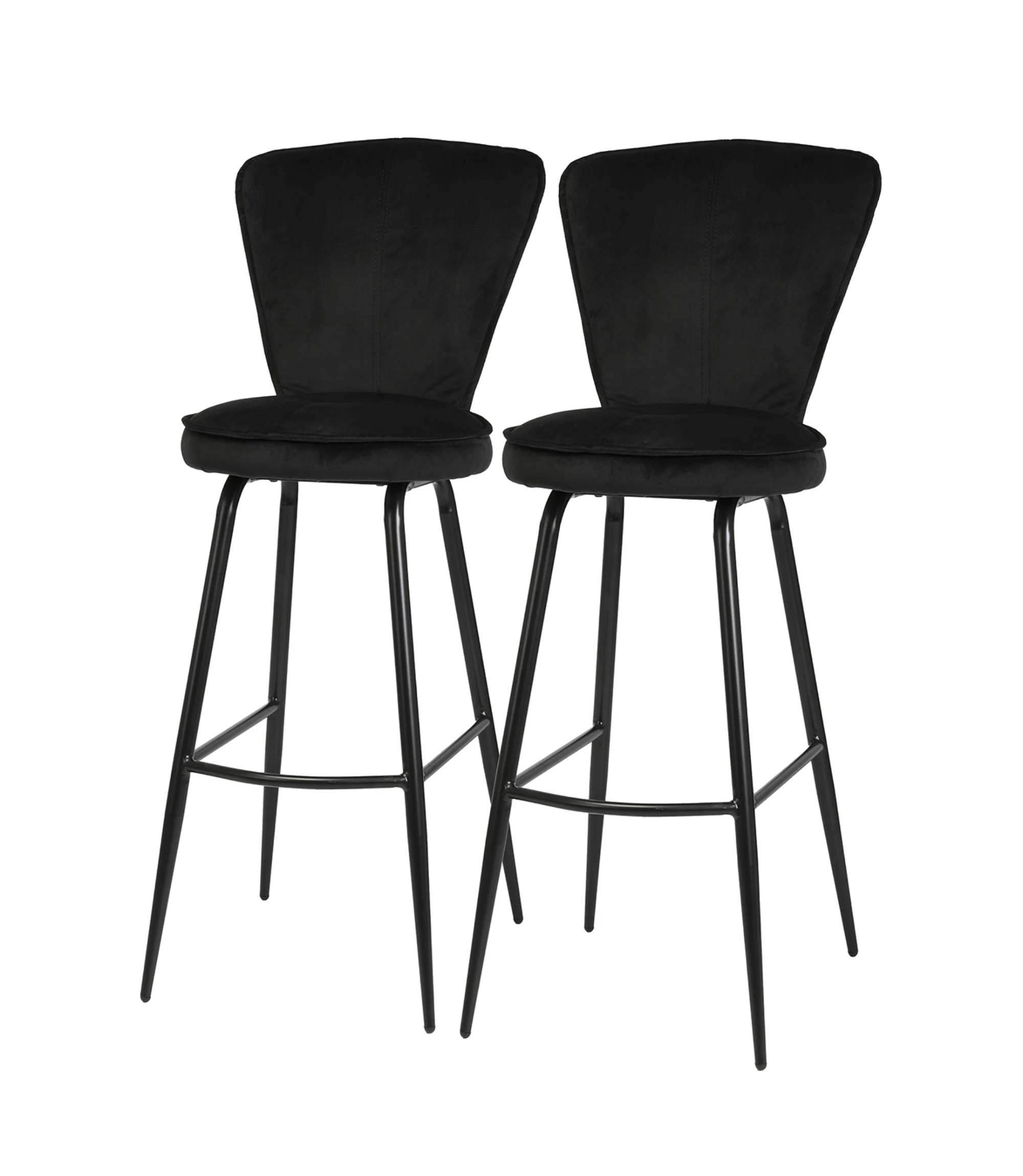 2x Barstuhl Metall Samt Schwarz
