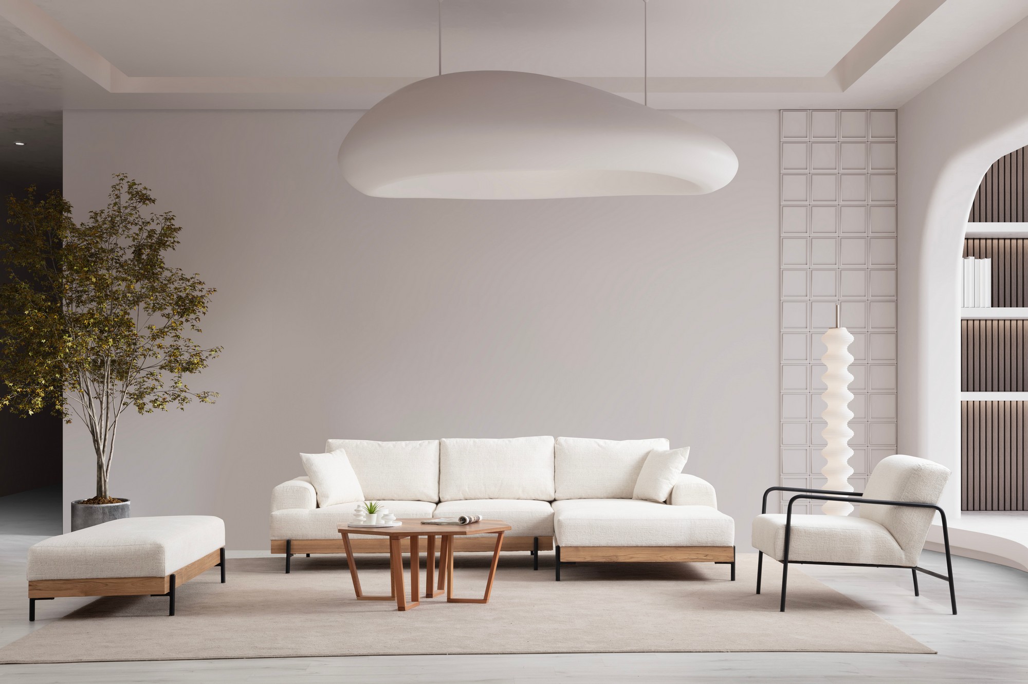 Eti Corner Sofa Right White