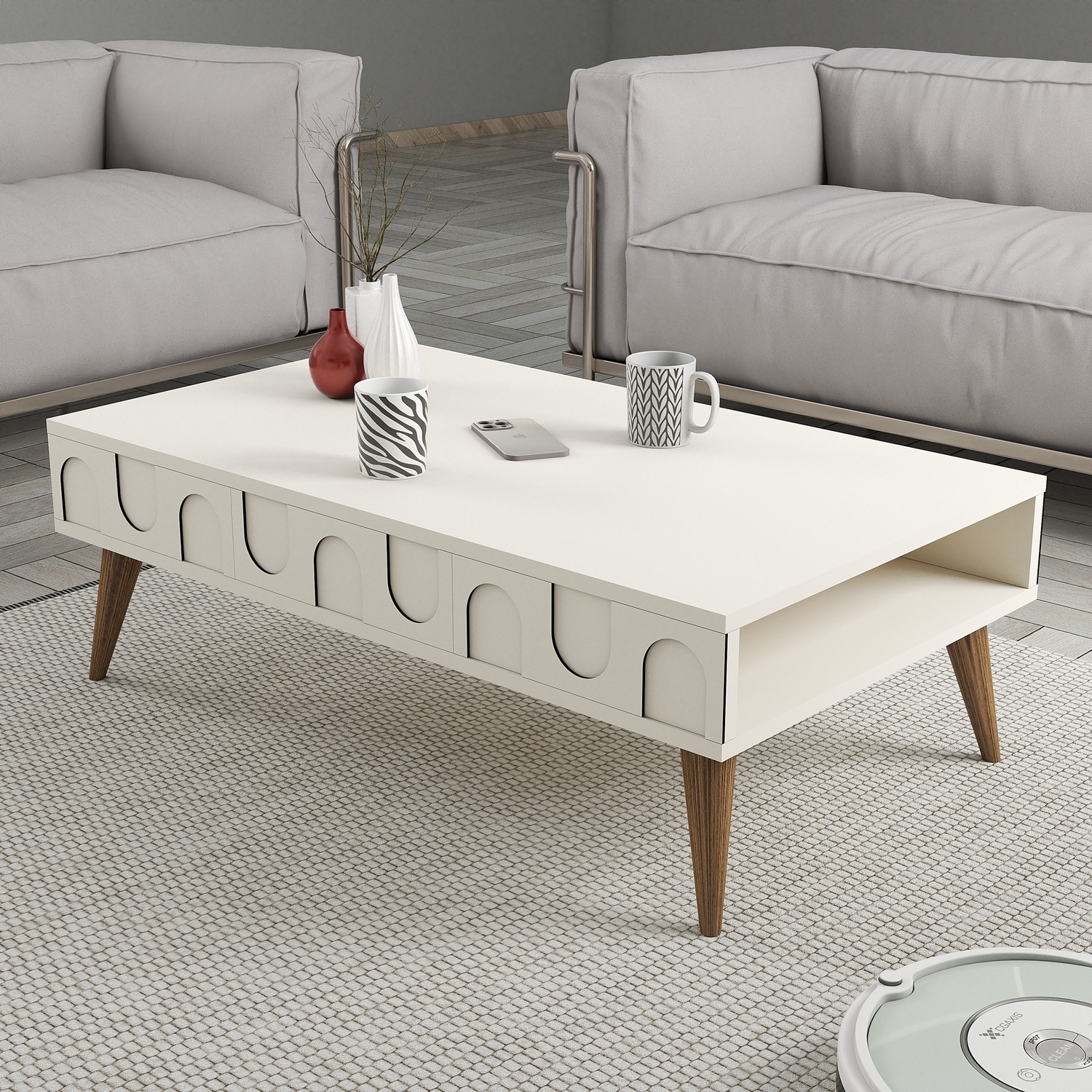 Lyon 34 Couchtisch Holzfurnier Creme