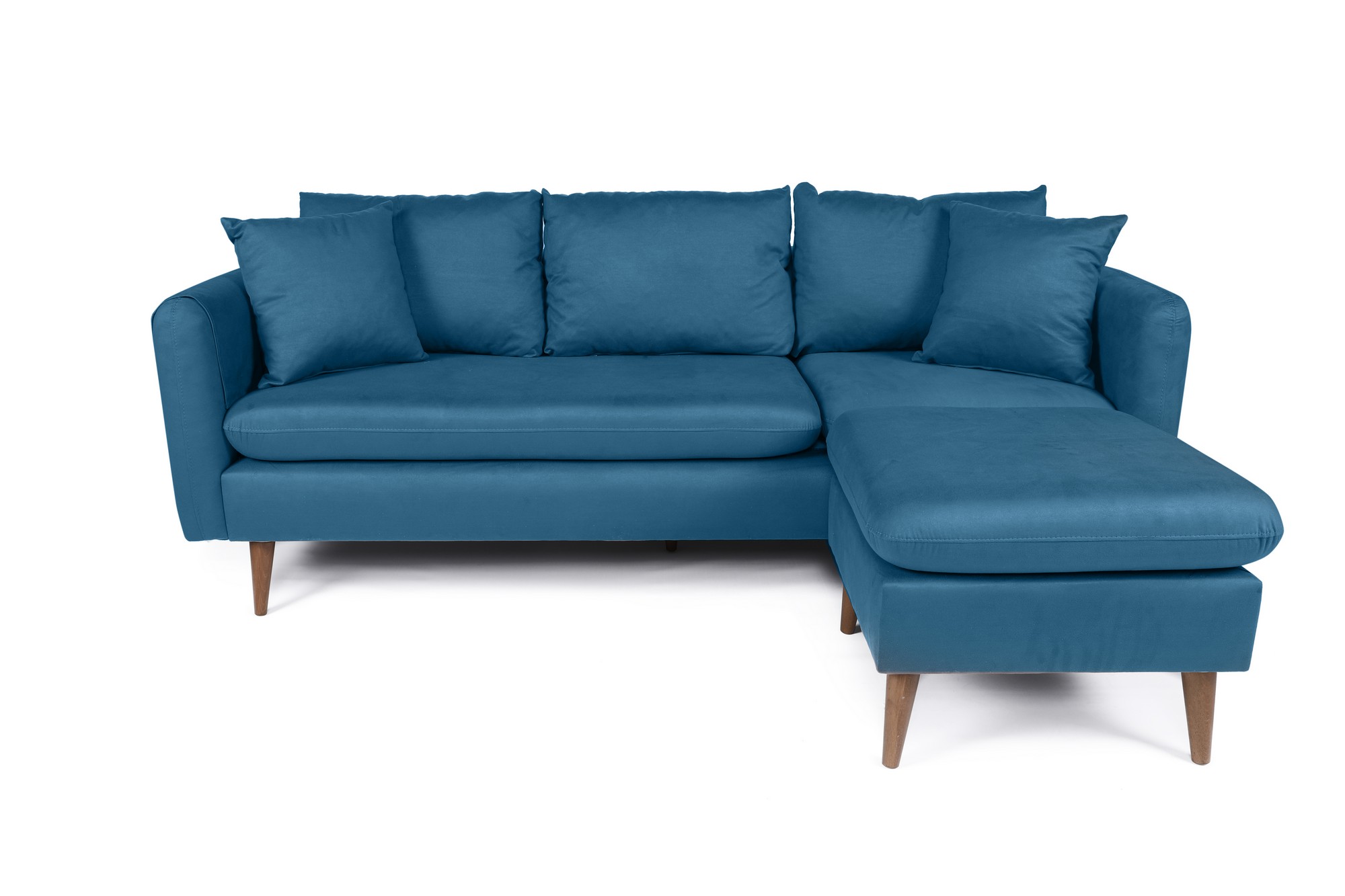 Sofia Corner Ecksofa Rechts Holz Dunkelblau