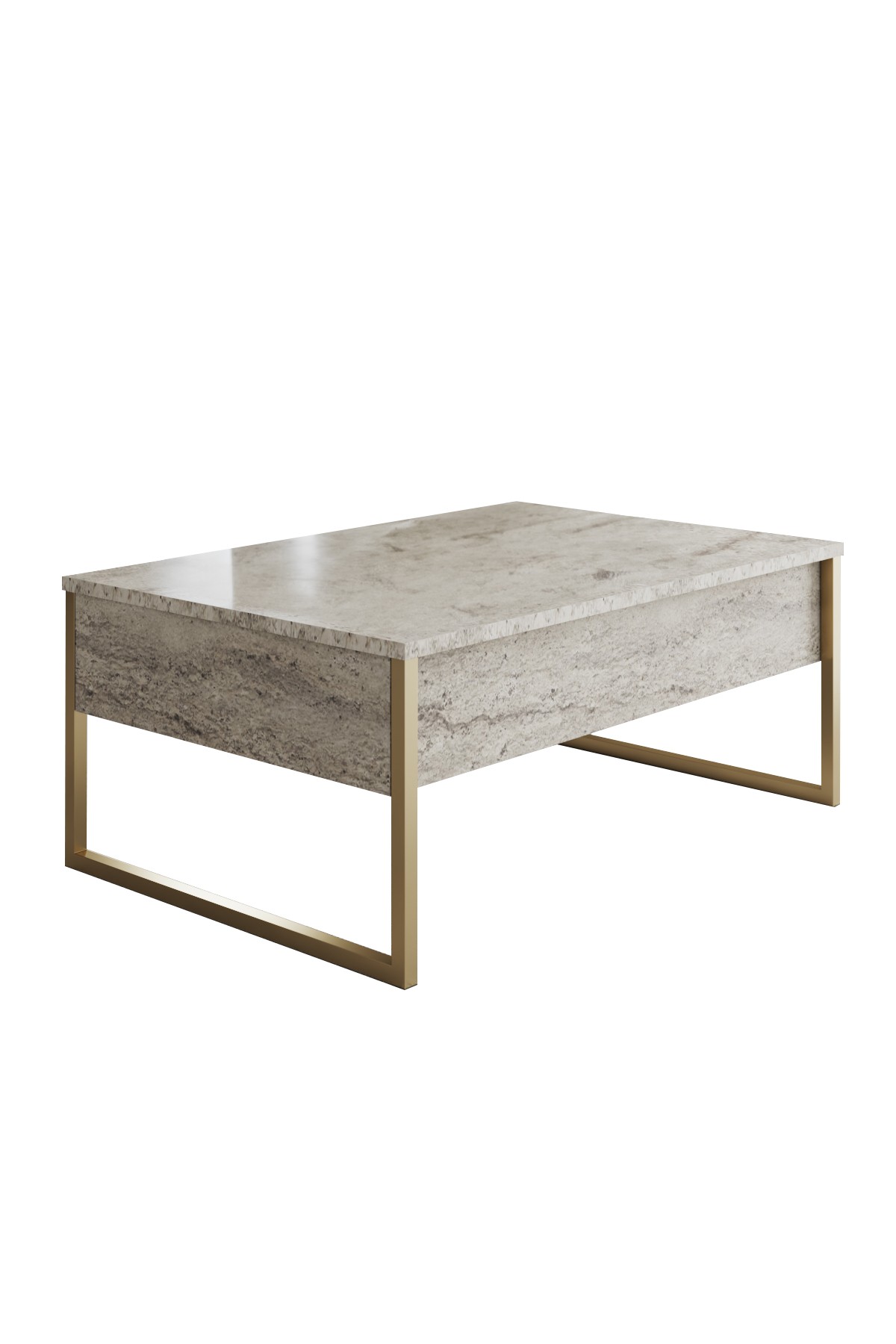 Luxe Couchtisch Holz Travertine Gold