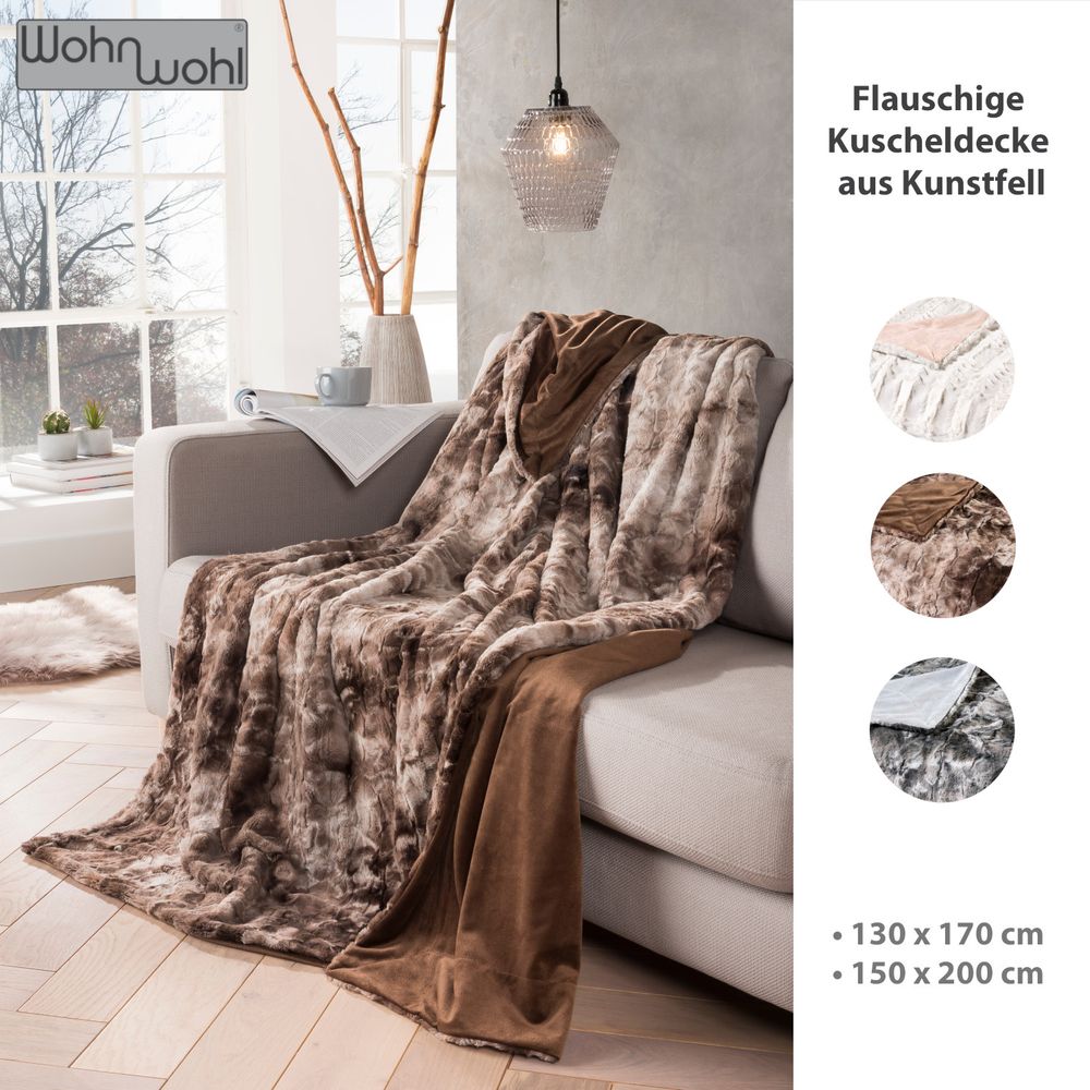 Couchdecke aus Fellimitat Braun