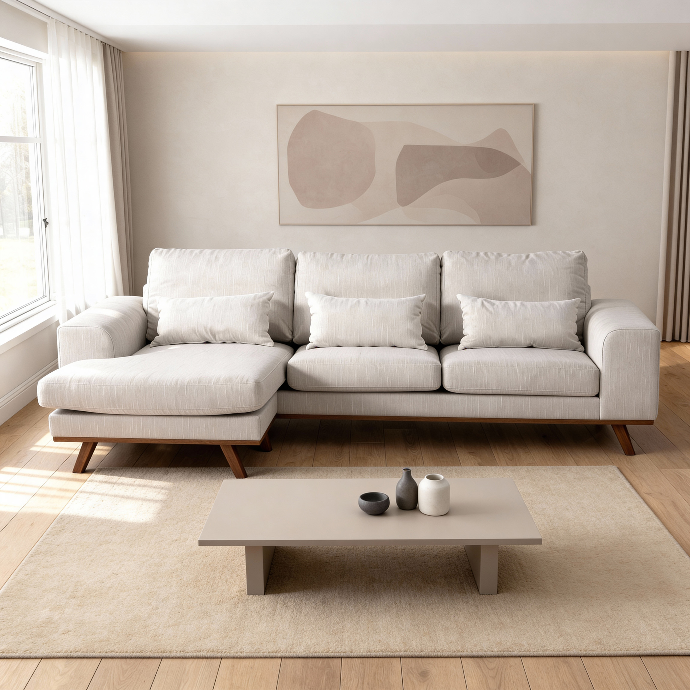 Ecksofa Japandi 3-Sitzer Beige
