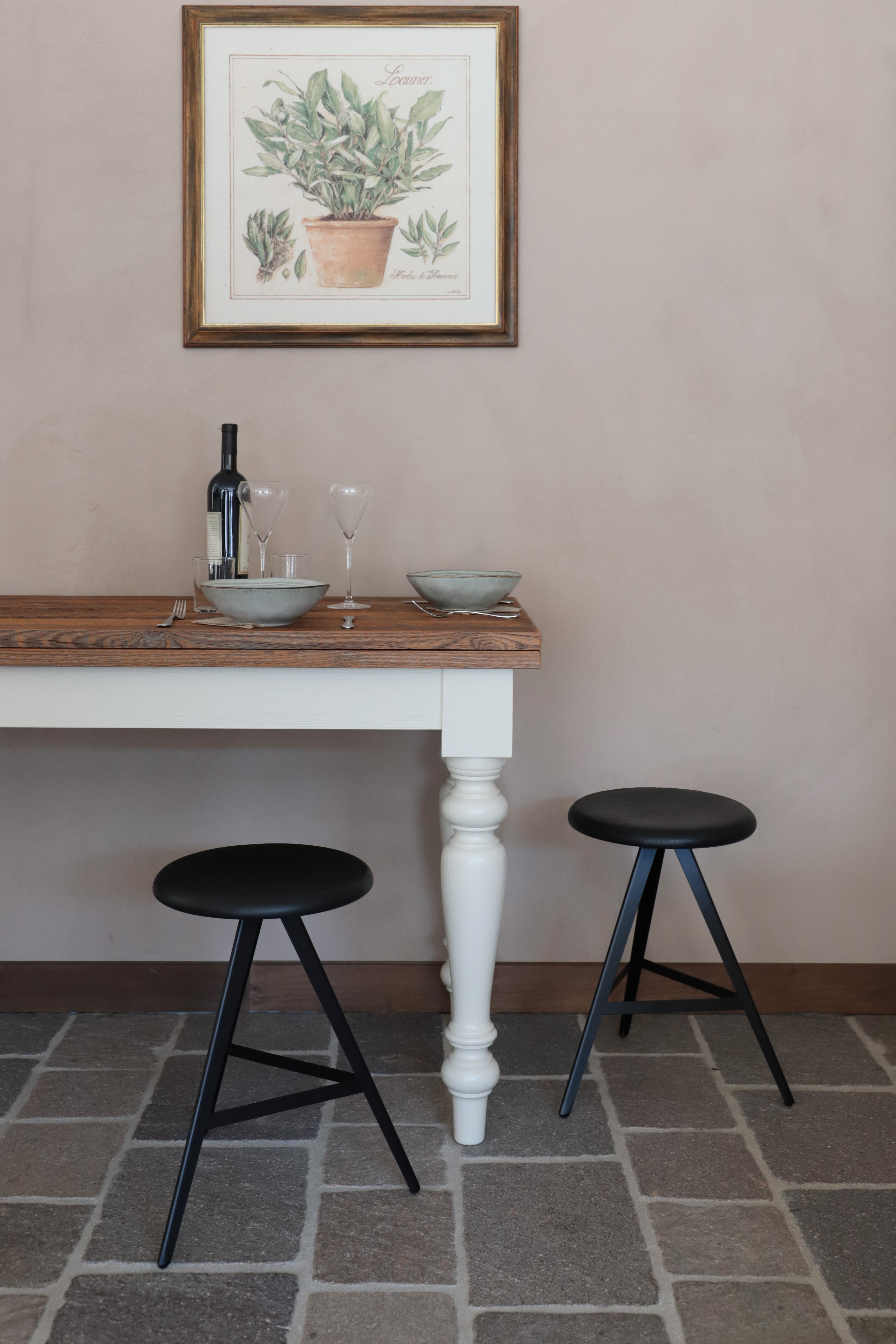 Kuky Basso Nero Hocker Metall Holz Schwarz