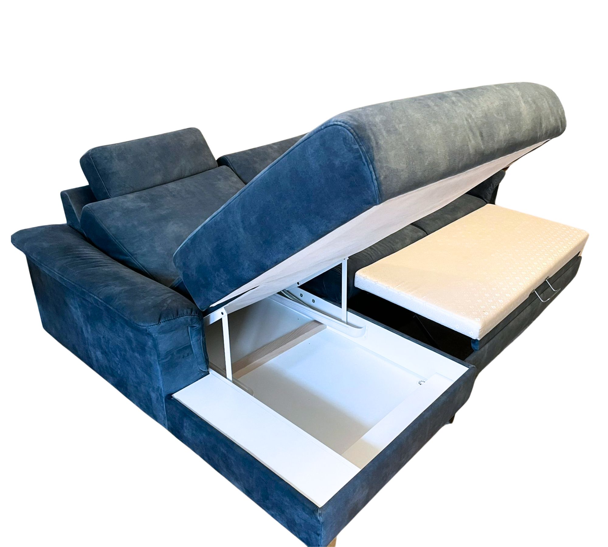 Schlafsofa mit Bettkasten Samt Blau