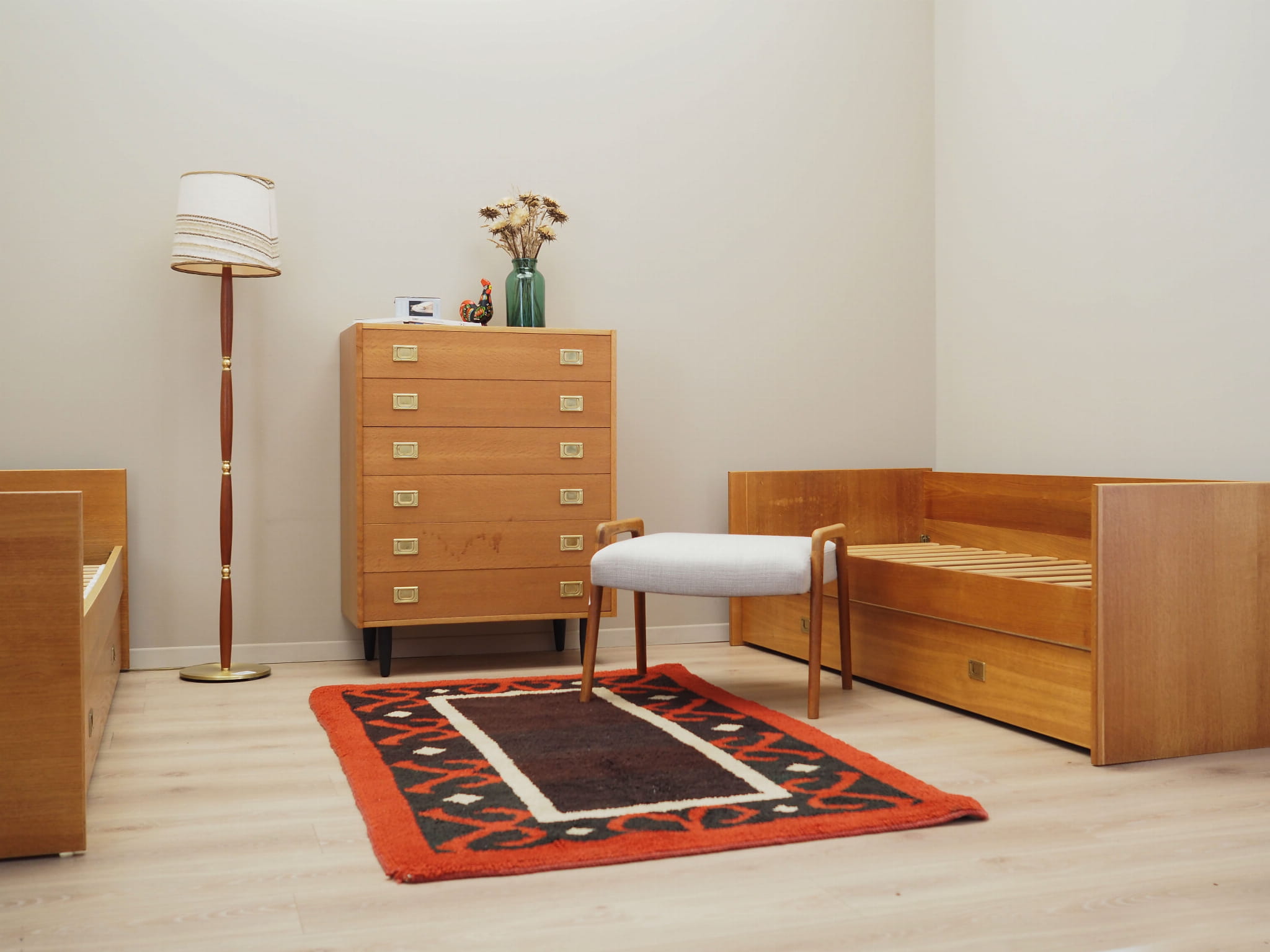 Vintage Bett Holz Braun 1970er Jahre 