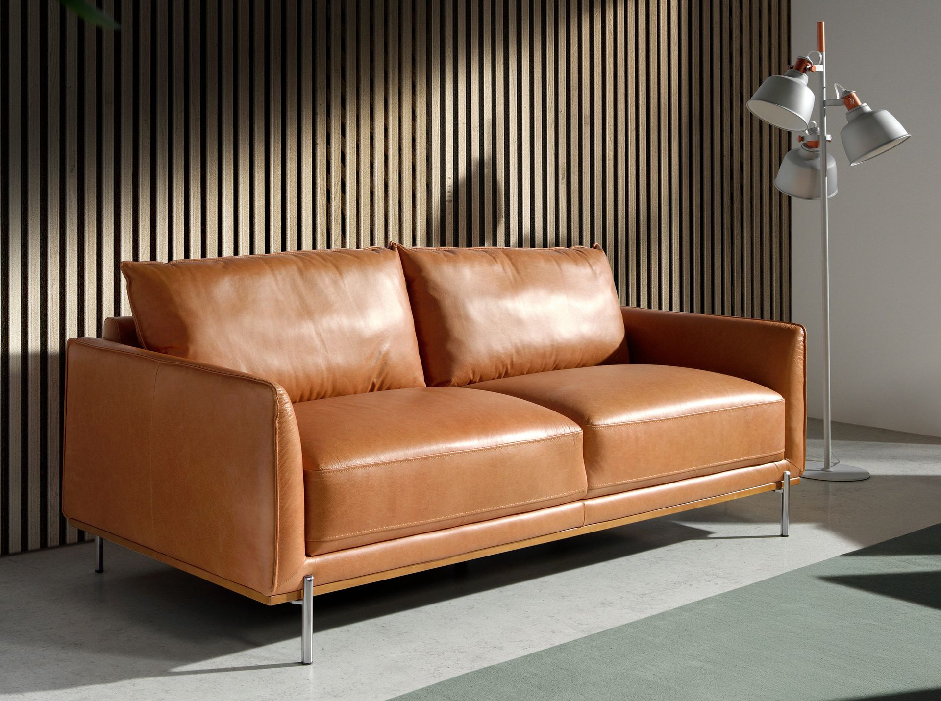 3-Sitzer Sofa in braunem Leder 6130