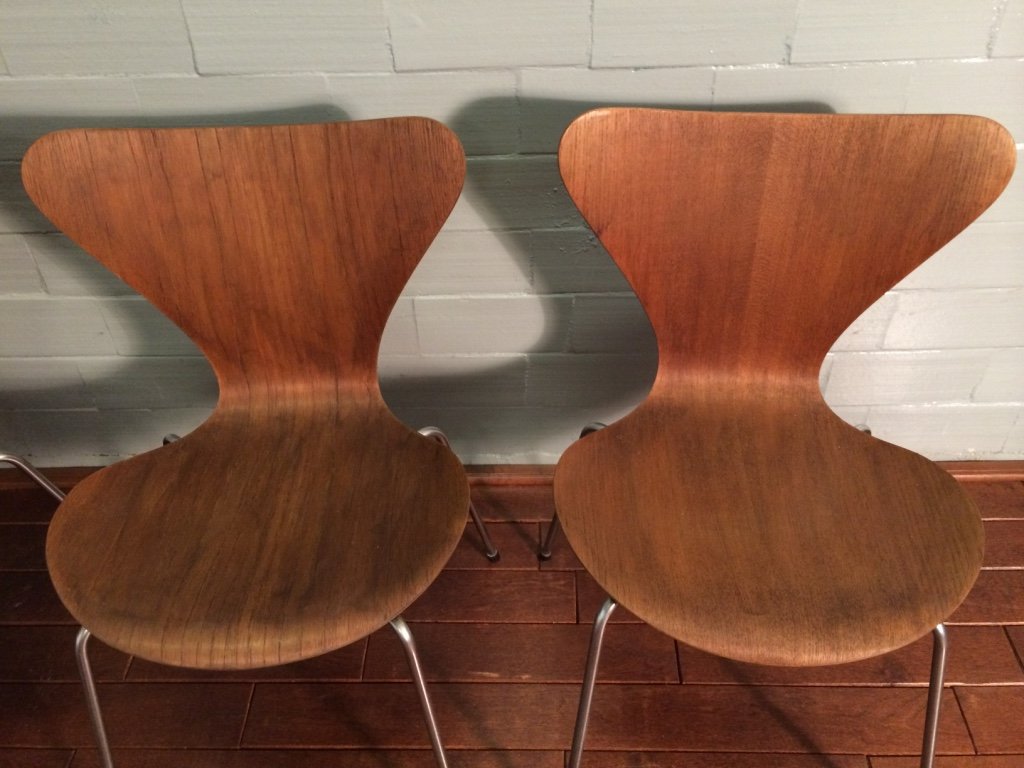 4x Vintage Arne Jacobsen 3107 Stuhl Schichtholz Braun