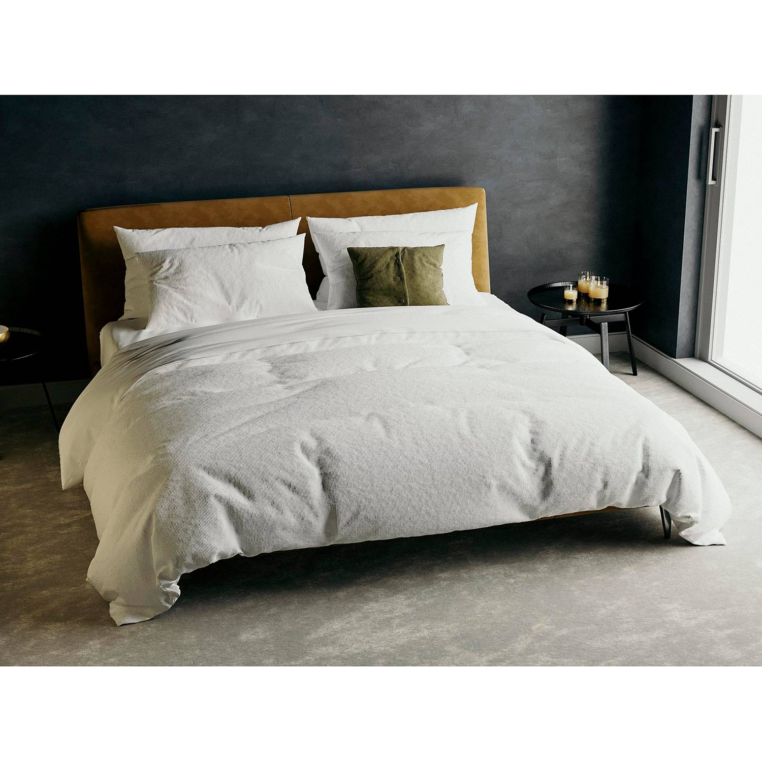 Bettwäsche Cialda Baumwollstoff Weiß 135 x 200 + Kissen