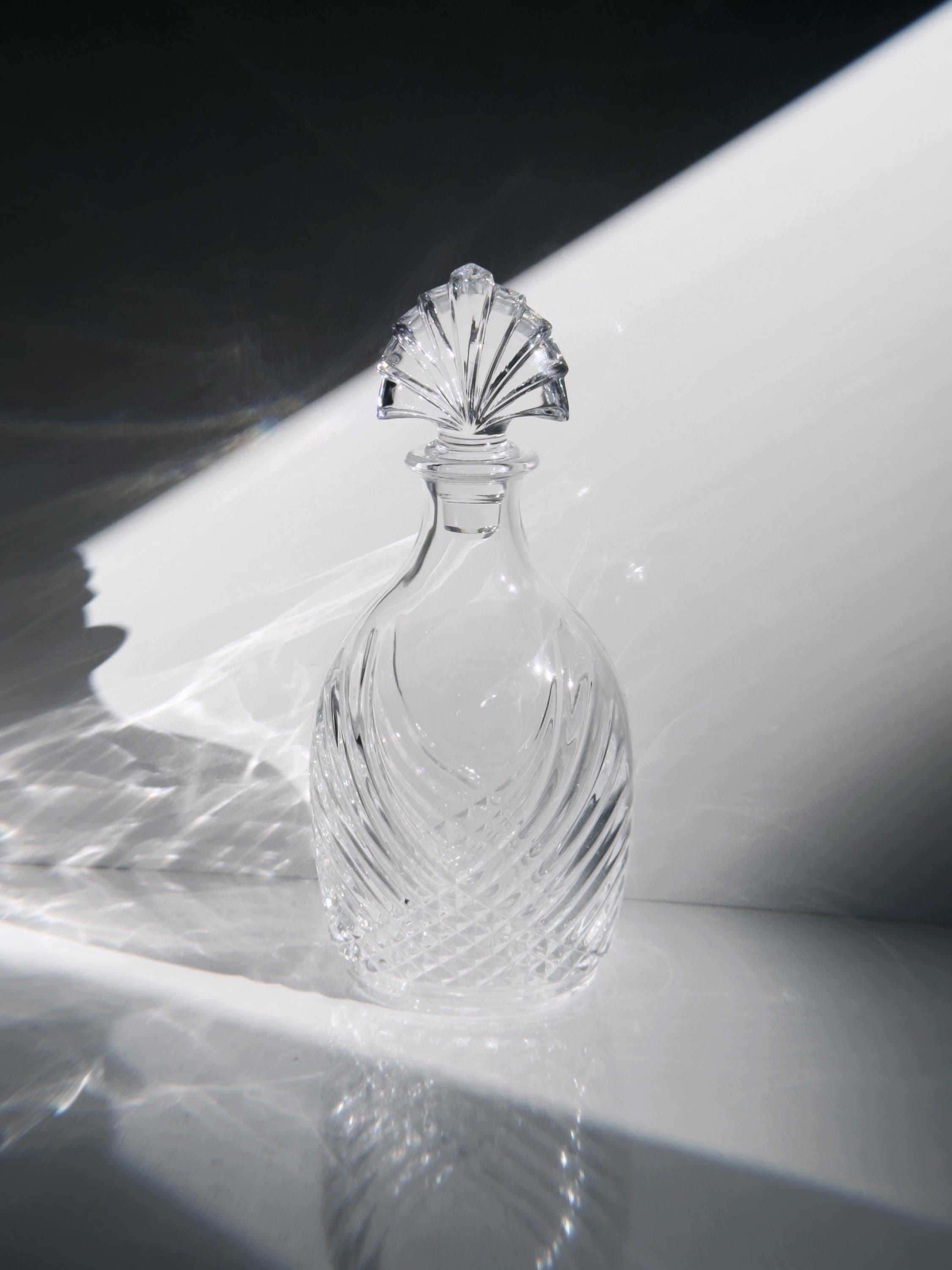 Vintage Art Deco Carafe Crystal Transparent 1980s