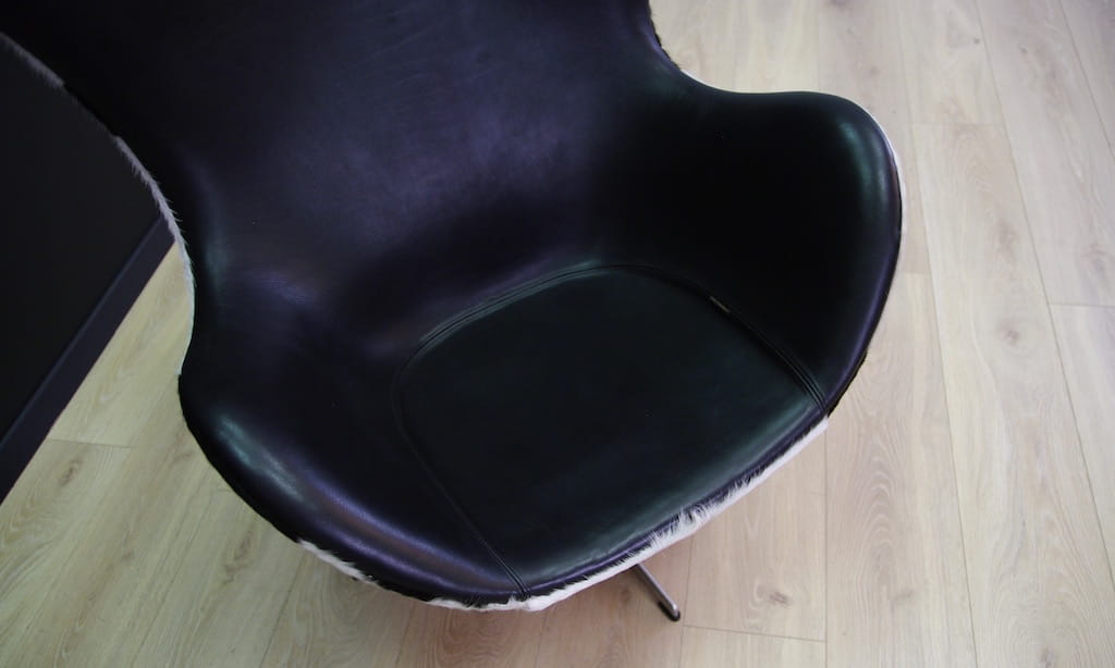 Egg Sessel Leder Arne Jacobsen Weiß Schwarz 