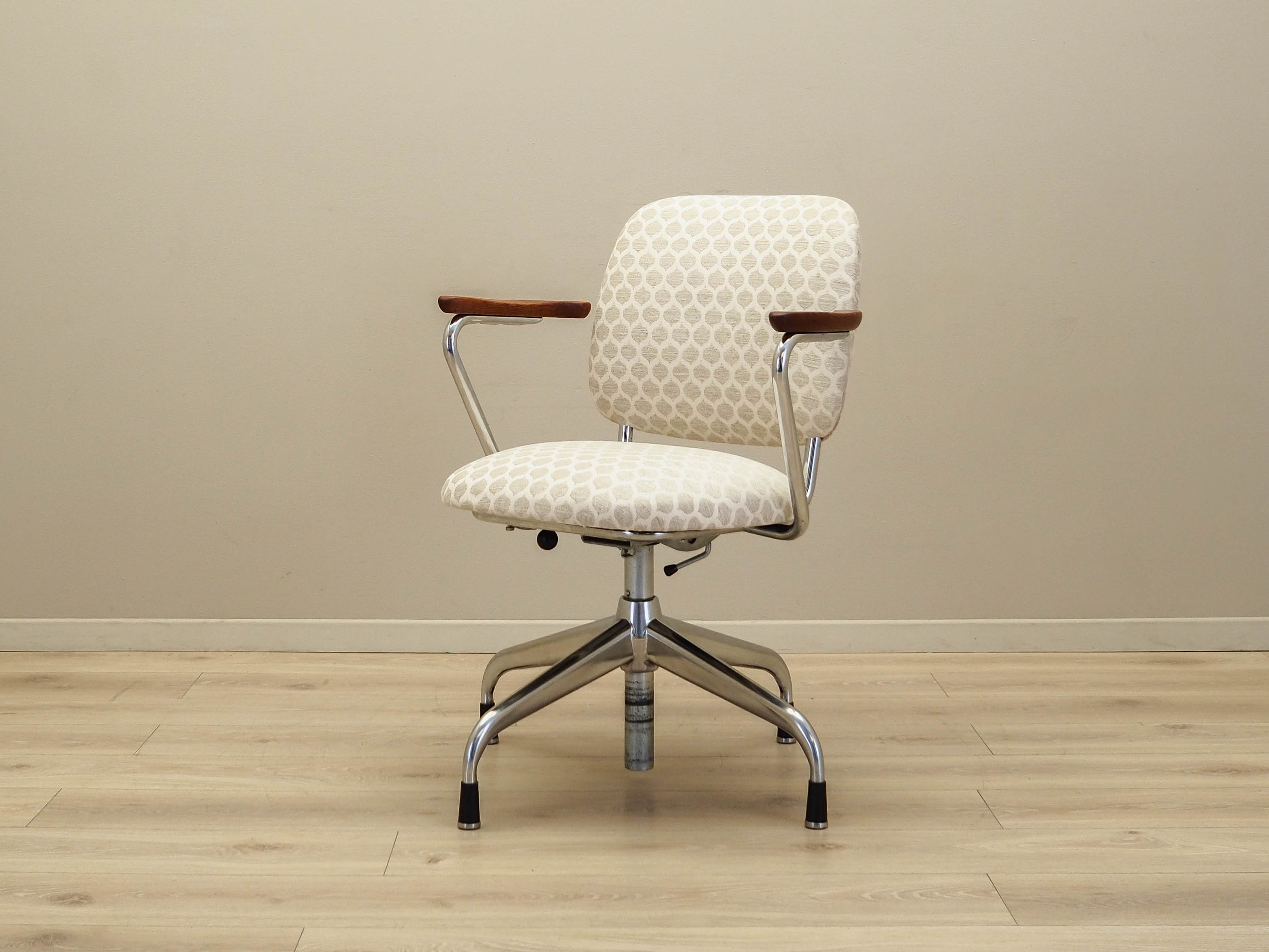 Drehstuhl Holz Metall Beige 1970er Jahre