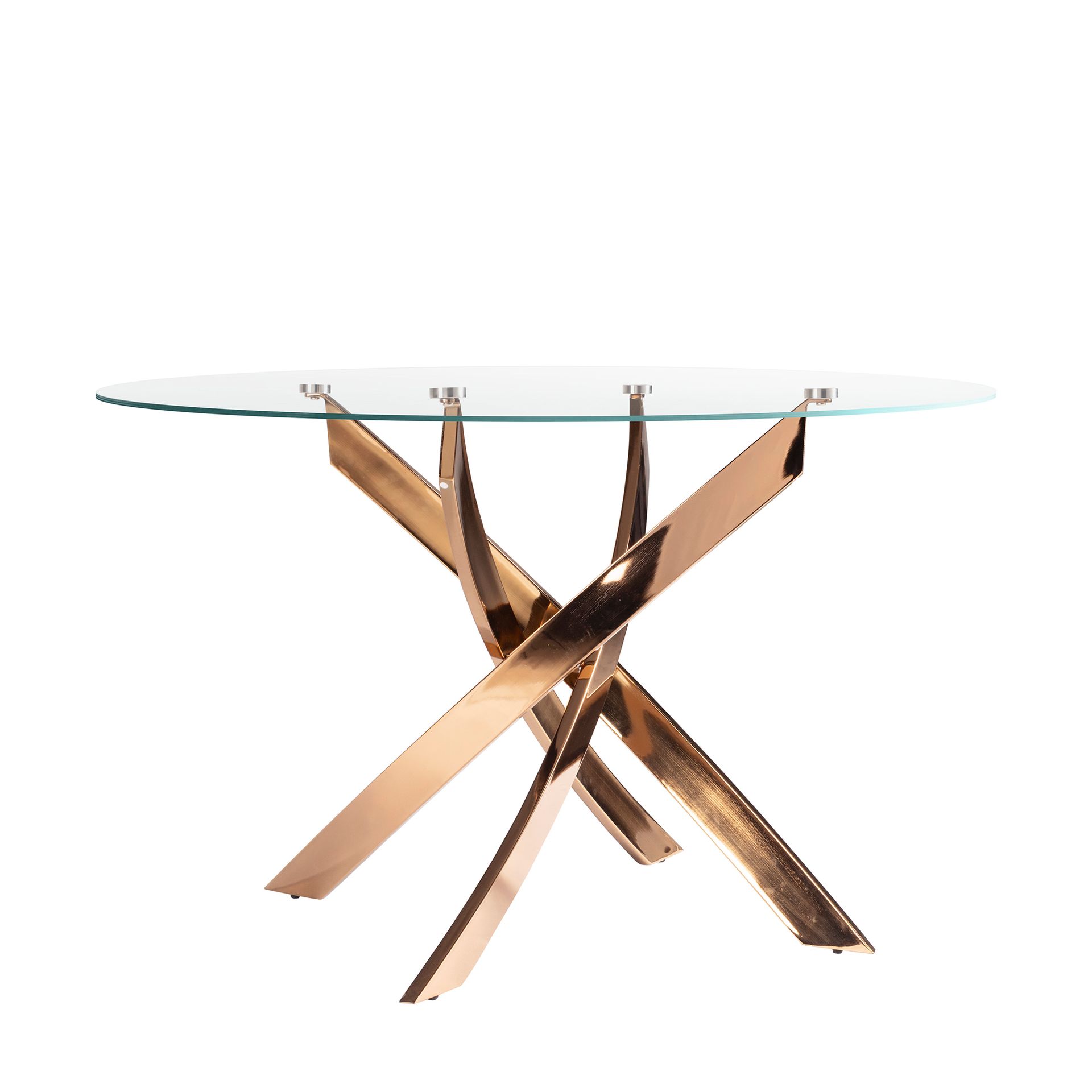 Runder Esstisch Glas Stahl Rosa Ø 100cm