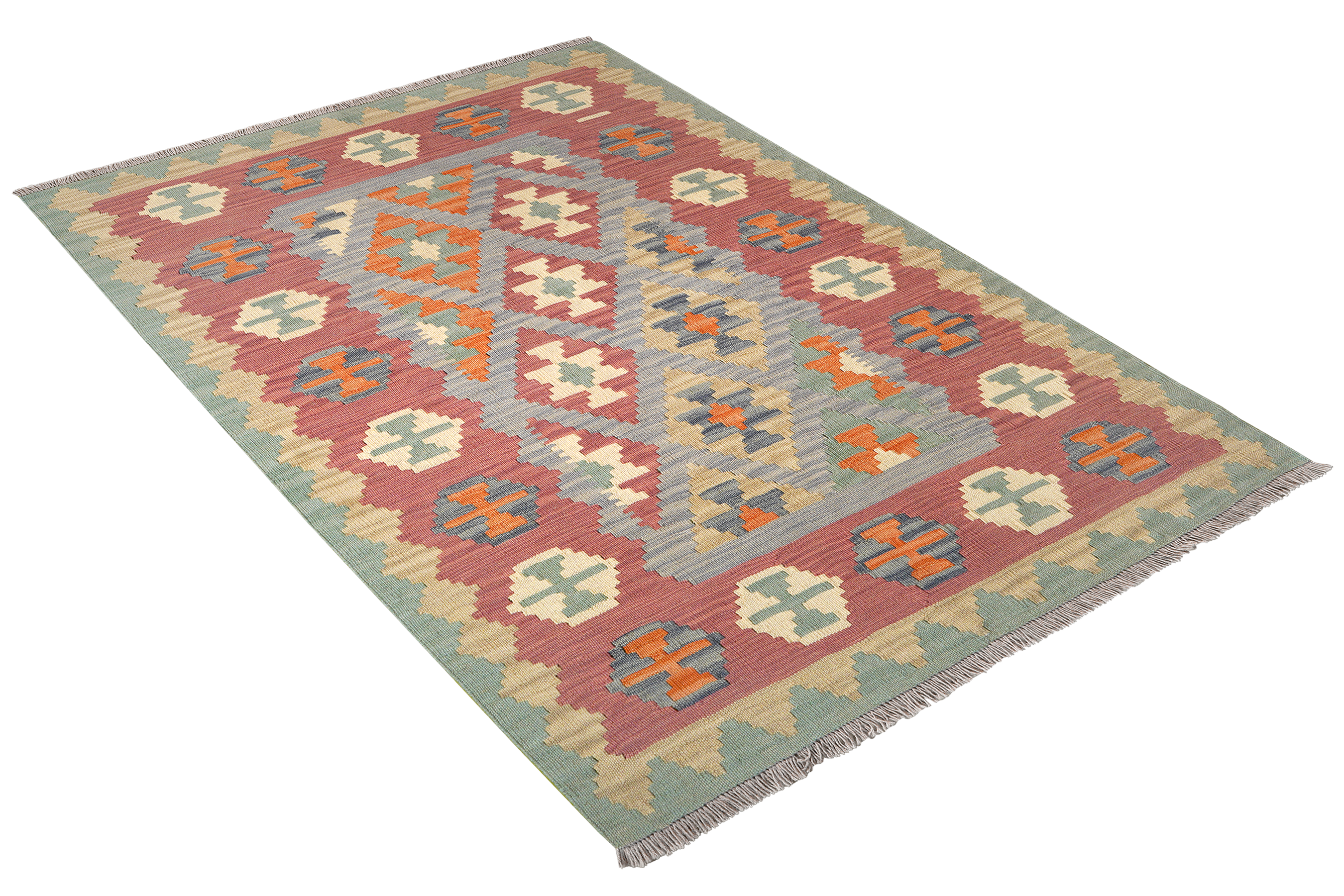 Kelim Gashgai Carpet Wool Blue