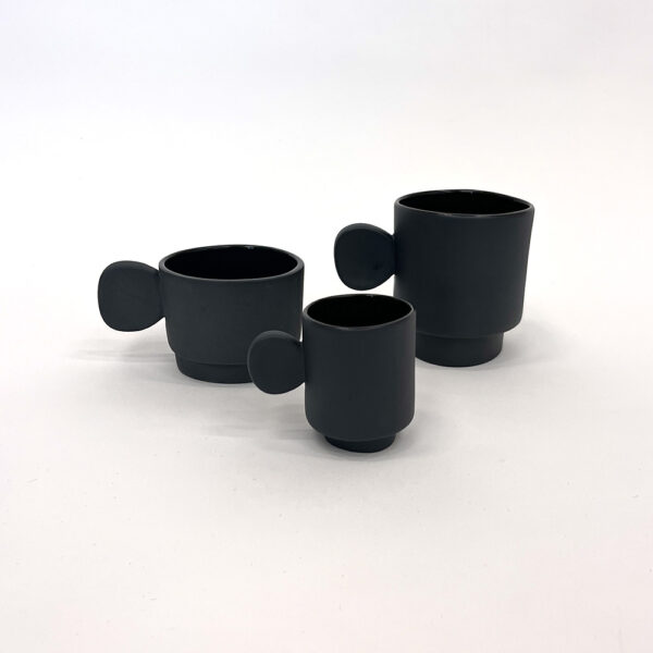 Set di stoviglie 5 persone ceramica grigio scuro