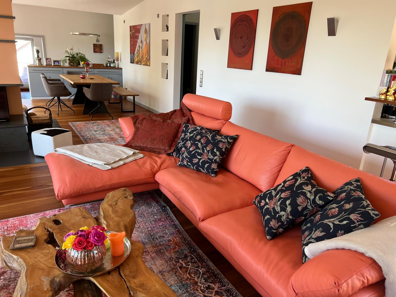 Corallao Ecksofa Leder Orange