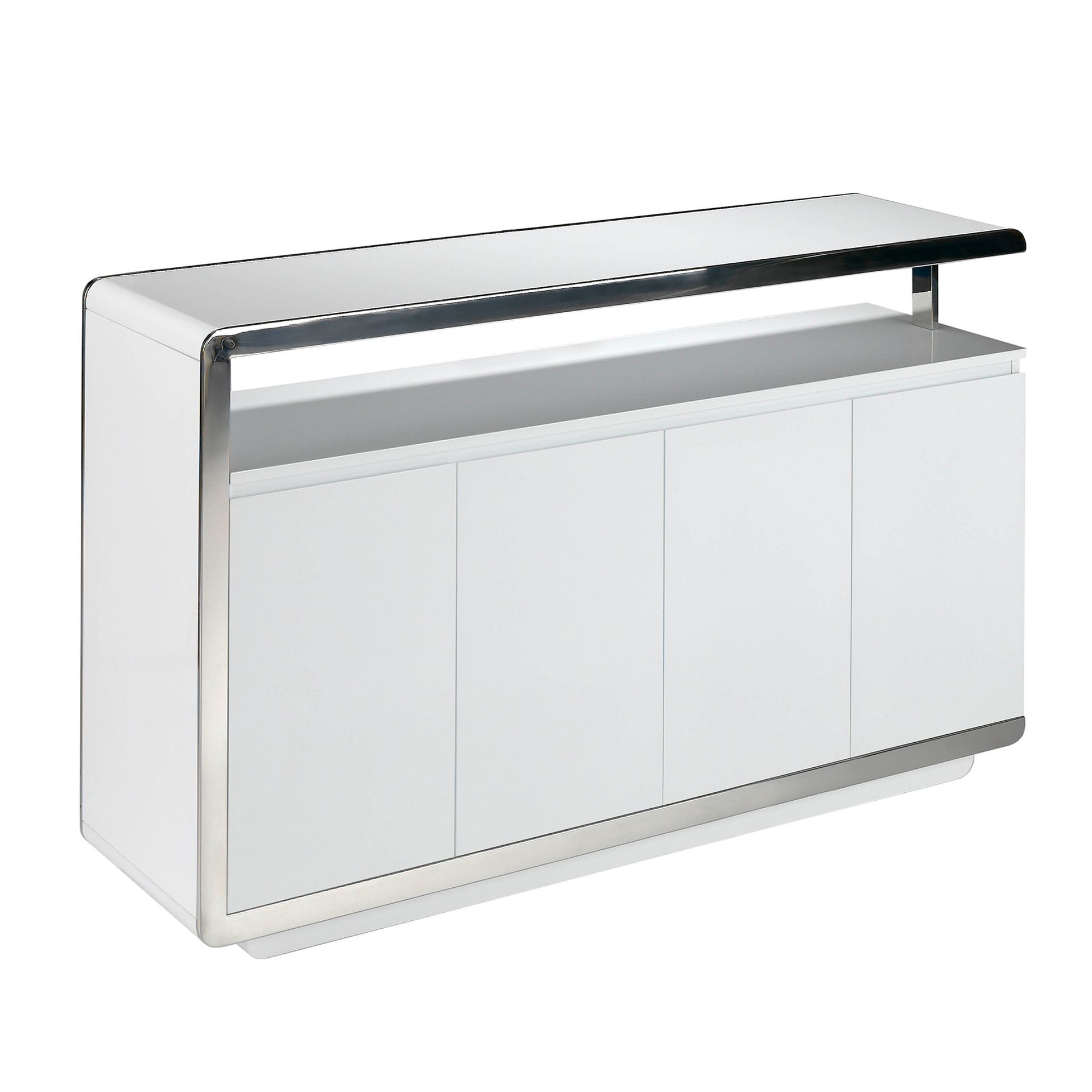 3055 Sideboard Verchromter Stahl Weiß