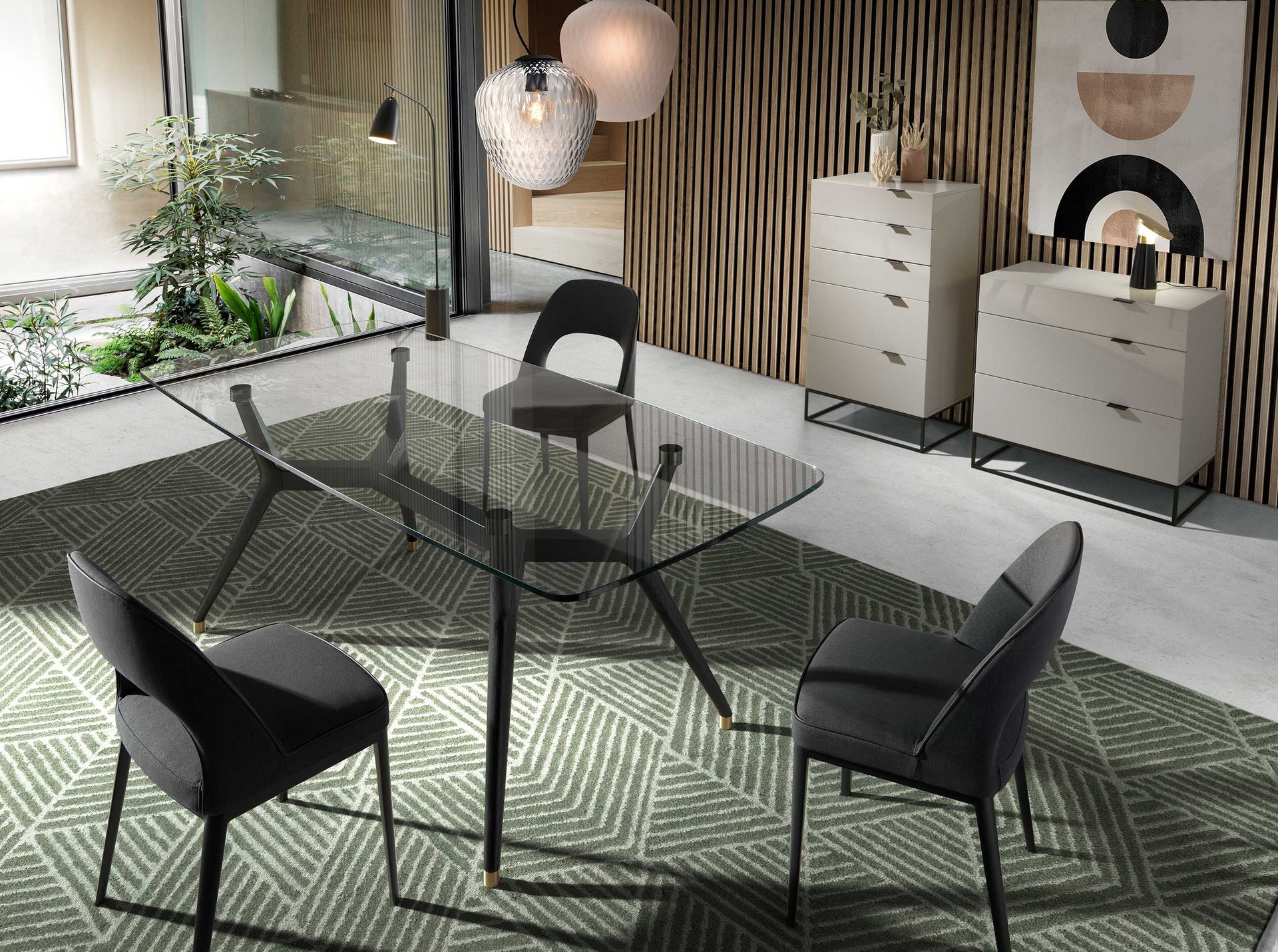 Dining chair stainless steel fabric dark grey