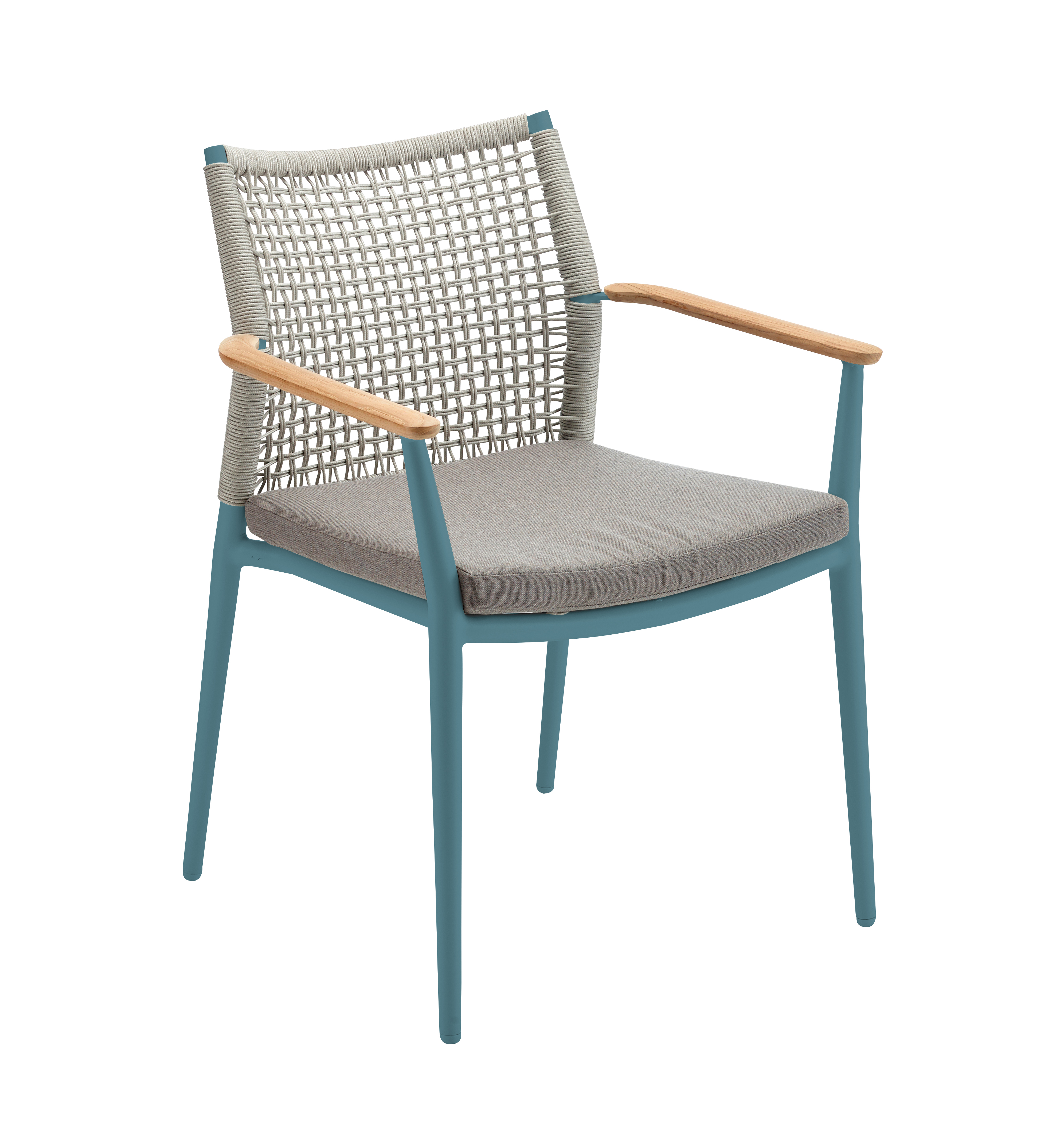 Vera Stapelsessel Aluminium Teak Petrol