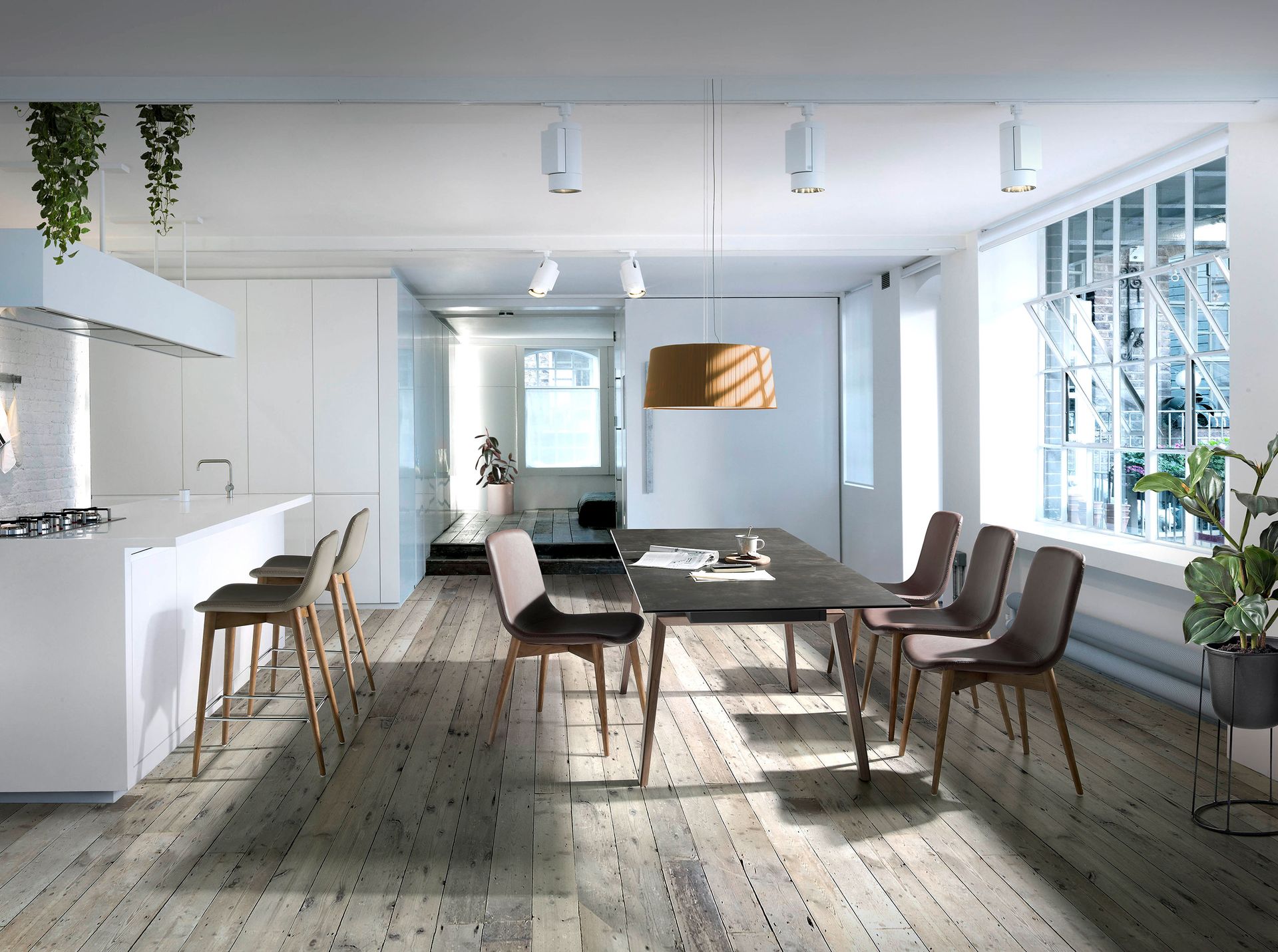 Bar stool faux leather wood grey