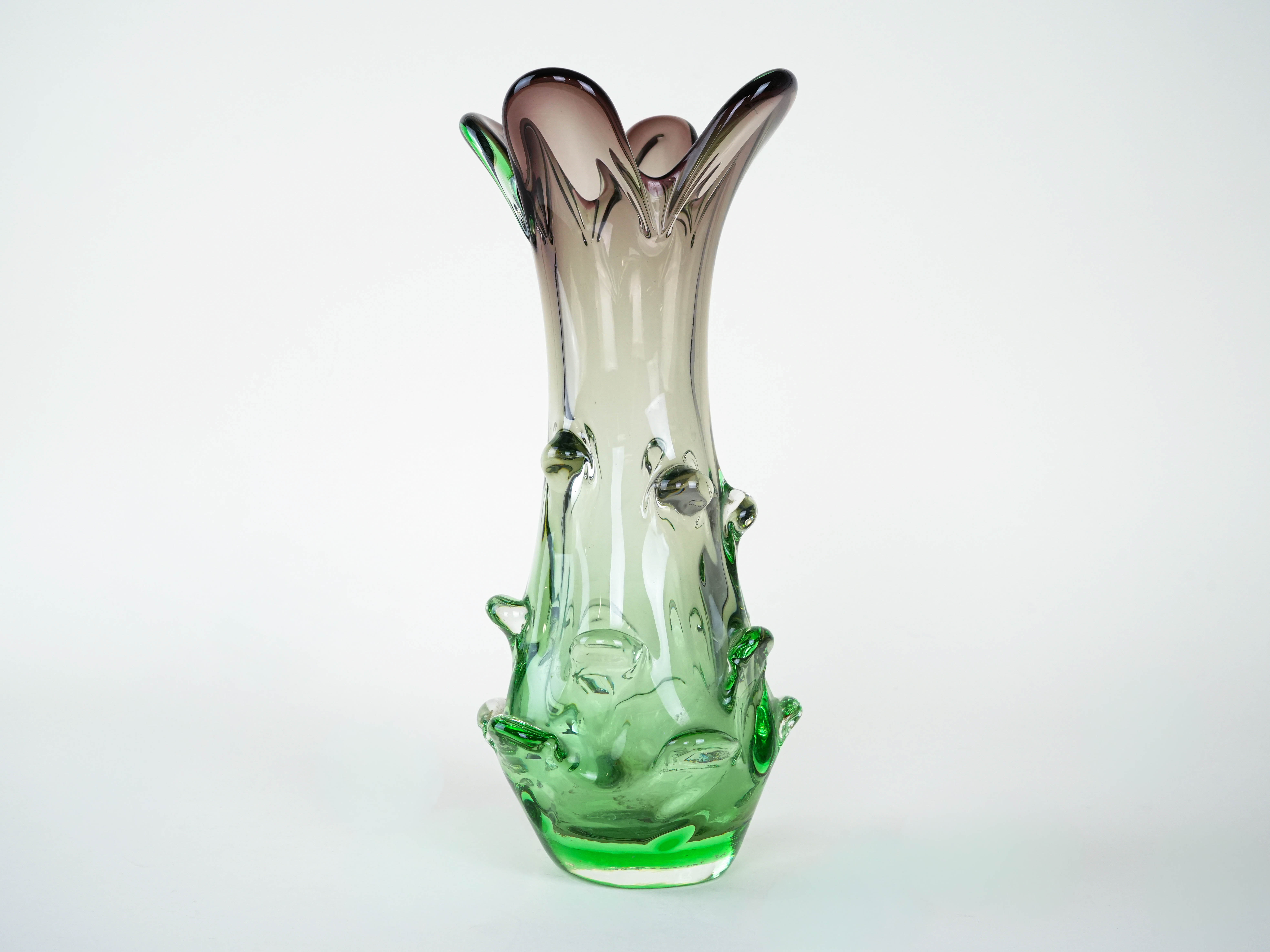 Vase Muranoglas Grün 1960er Jahre