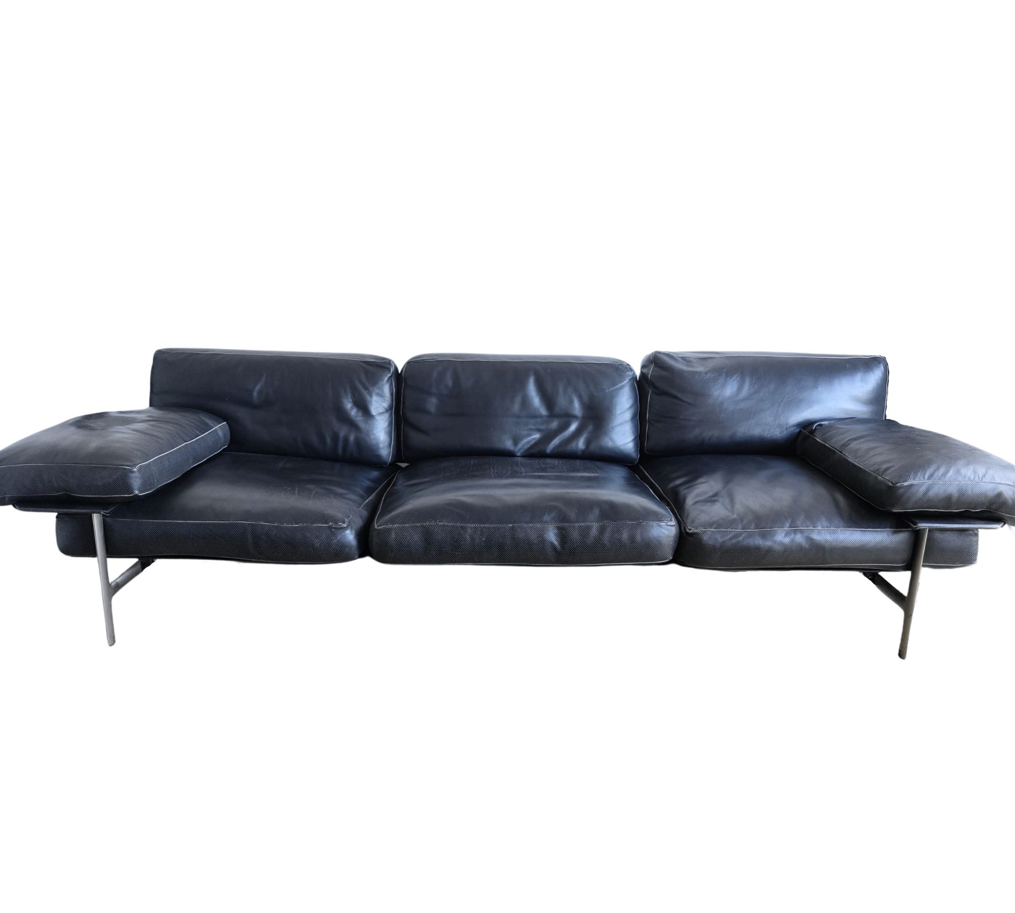 Diesis Sofa 3-Sitzer Leder Metall Schwarz
