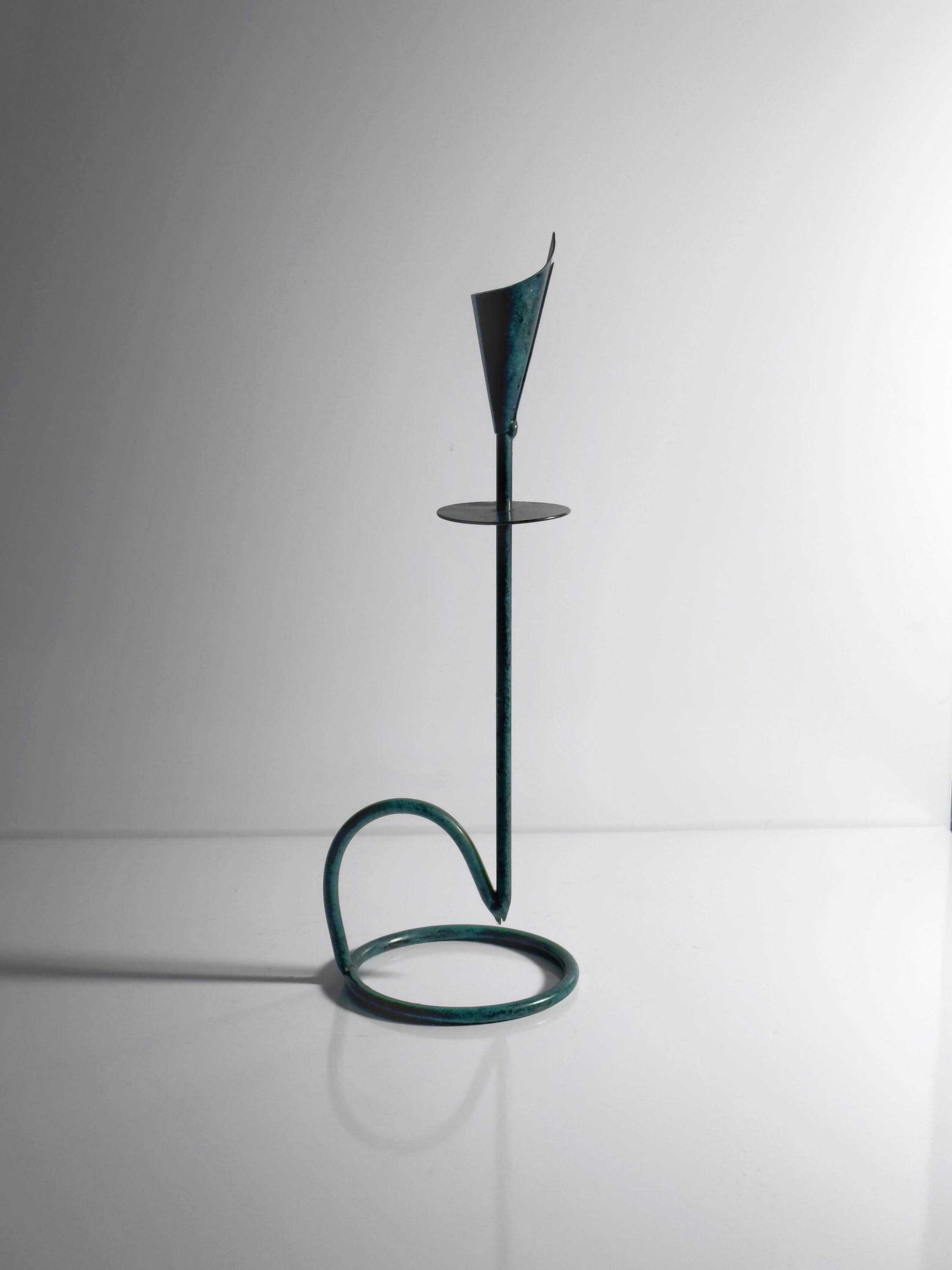 Vintage Candle Holder Metal Turquoise 90s